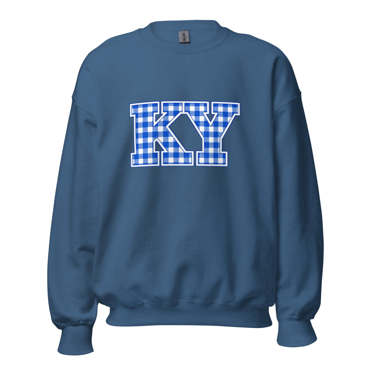 Kentucky Gingham KY Sweatshirt | Blue Checkered Letter Design | Classic - Bluegrass Elite Apparel LLC