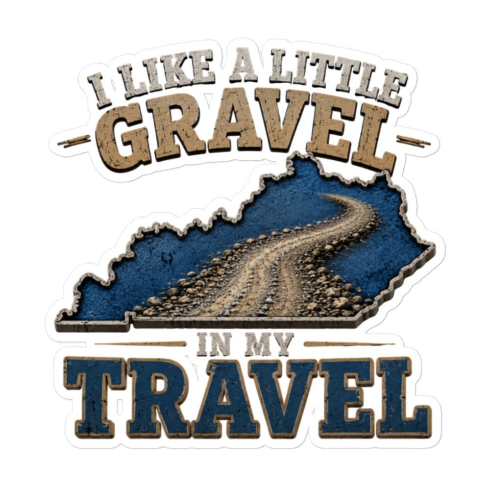 Kentucky Gravel Travel Sticker | Blue State Road Design | Bubble-Free Vinyl - Bluegrass Elite Apparel LLC