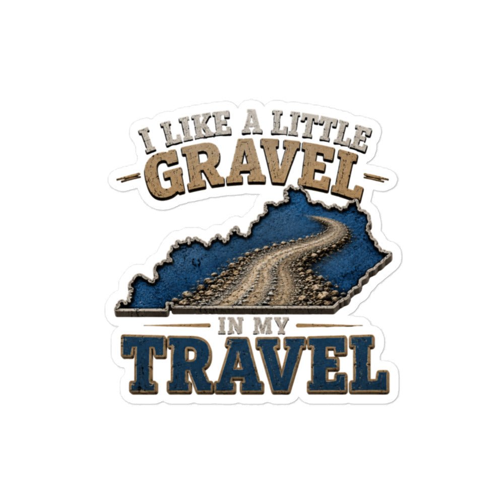Kentucky Gravel Travel Sticker | Blue State Road Design | Bubble-Free Vinyl - Bluegrass Elite Apparel LLC