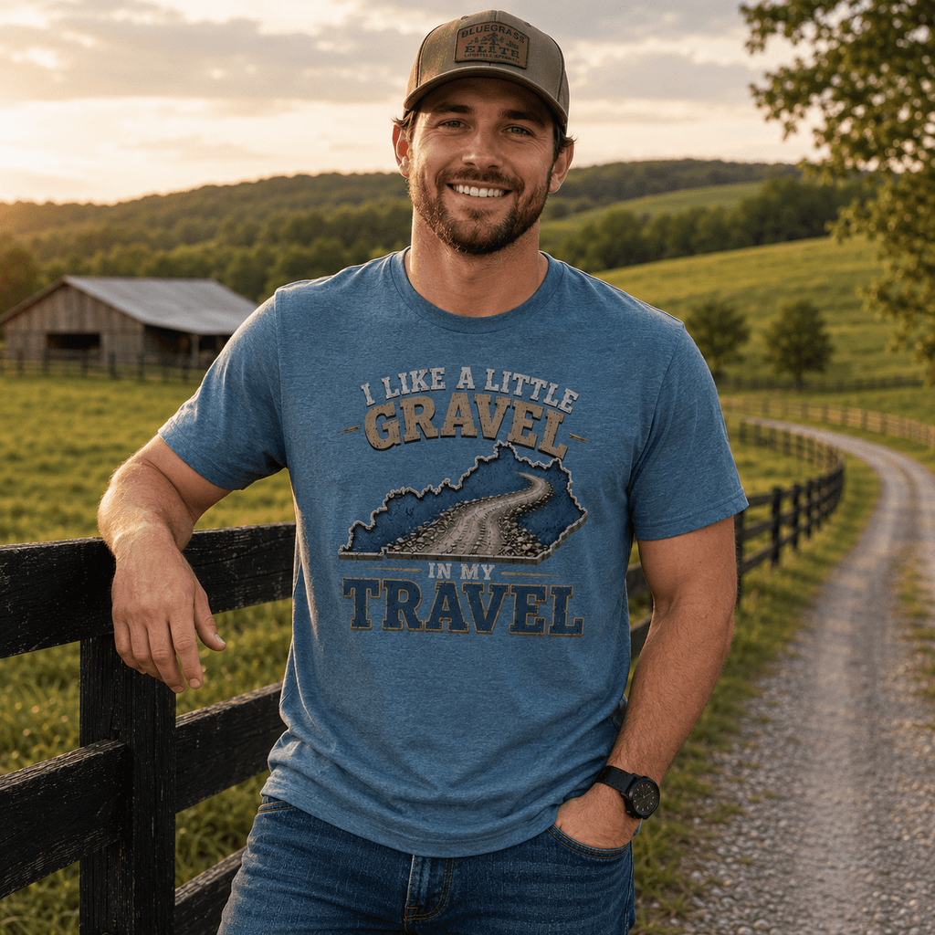 Kentucky Gravel Travel Tee | Blue State Road Design | Classic - Bluegrass Elite Apparel LLC