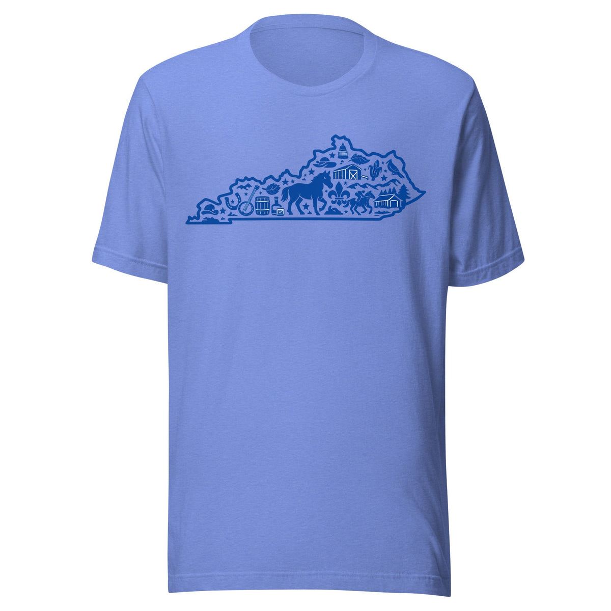 Kentucky Heritage State Outline T-Shirt | Blue Icon Design | Classic - Bluegrass Elite Apparel LLC