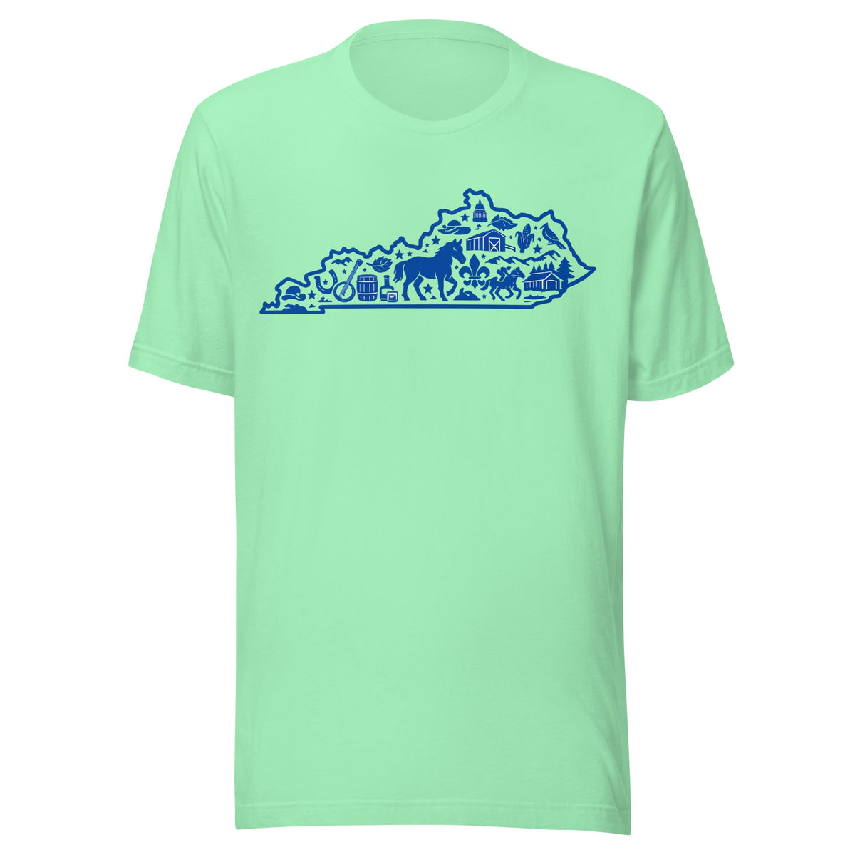 Kentucky Heritage State Outline T-Shirt | Blue Icon Design | Classic - Bluegrass Elite Apparel LLC