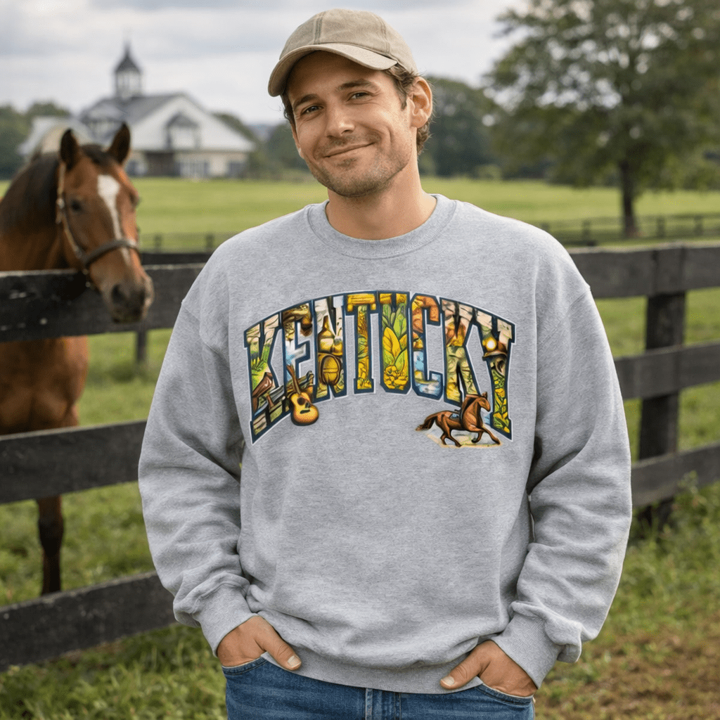 Kentucky Heritage Sweatshirt | Vintage Culture Collage Design - Bluegrass Elite Apparel LLC
