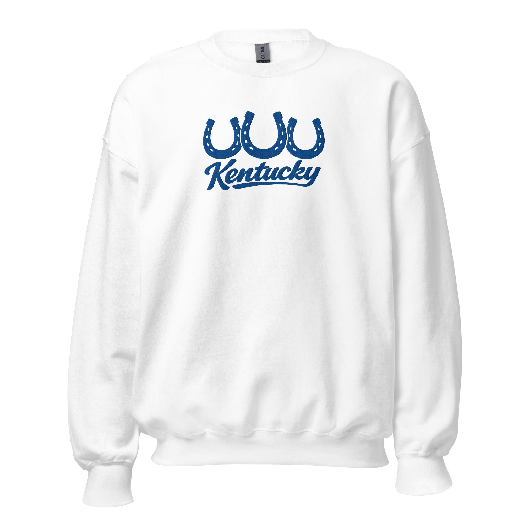 Kentucky Horseshoe Script Sweatshirt | Blue Minimal Heritage Design - Bluegrass Elite Apparel LLC
