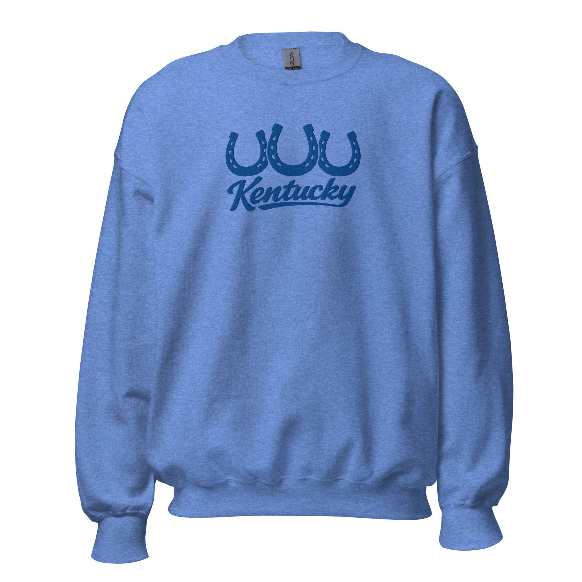 Kentucky Horseshoe Script Sweatshirt | Blue Minimal Heritage Design - Bluegrass Elite Apparel LLC