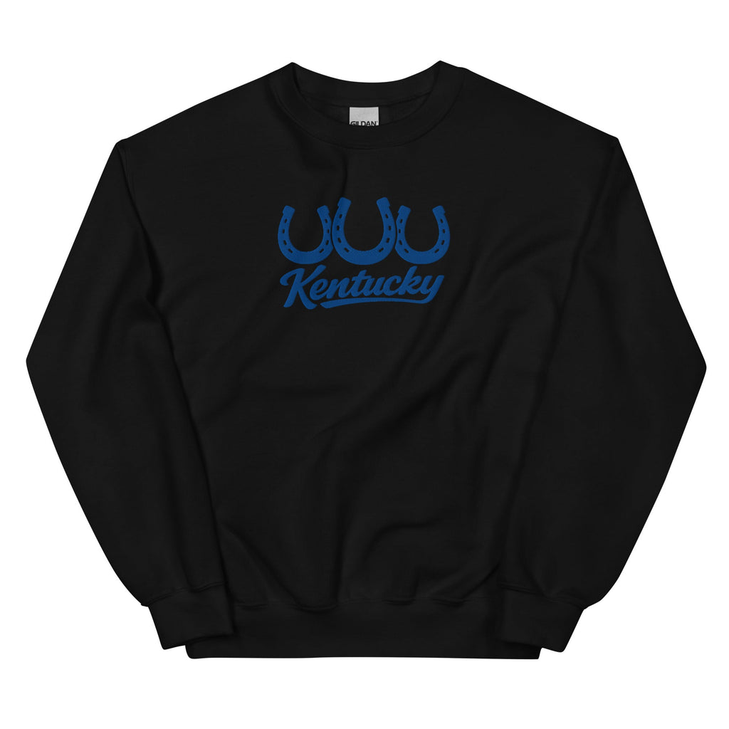 Kentucky Horseshoe Script Sweatshirt | Blue Minimal Heritage Design - Bluegrass Elite Apparel LLC