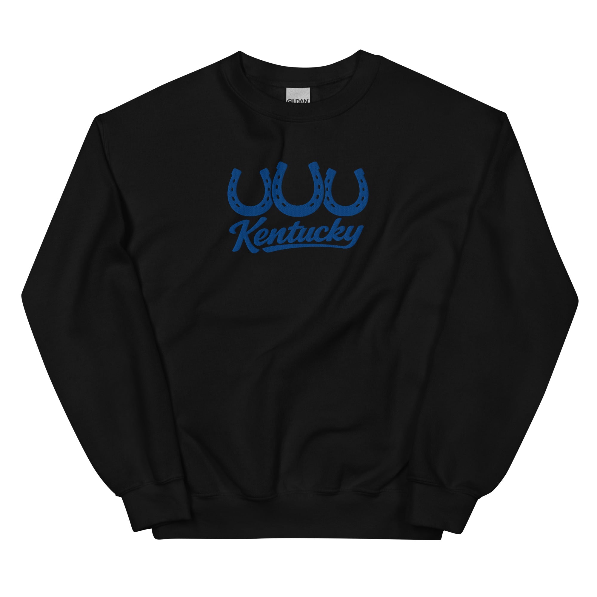 Kentucky Horseshoe Script Sweatshirt | Blue Minimal Heritage Design - Bluegrass Elite Apparel LLC