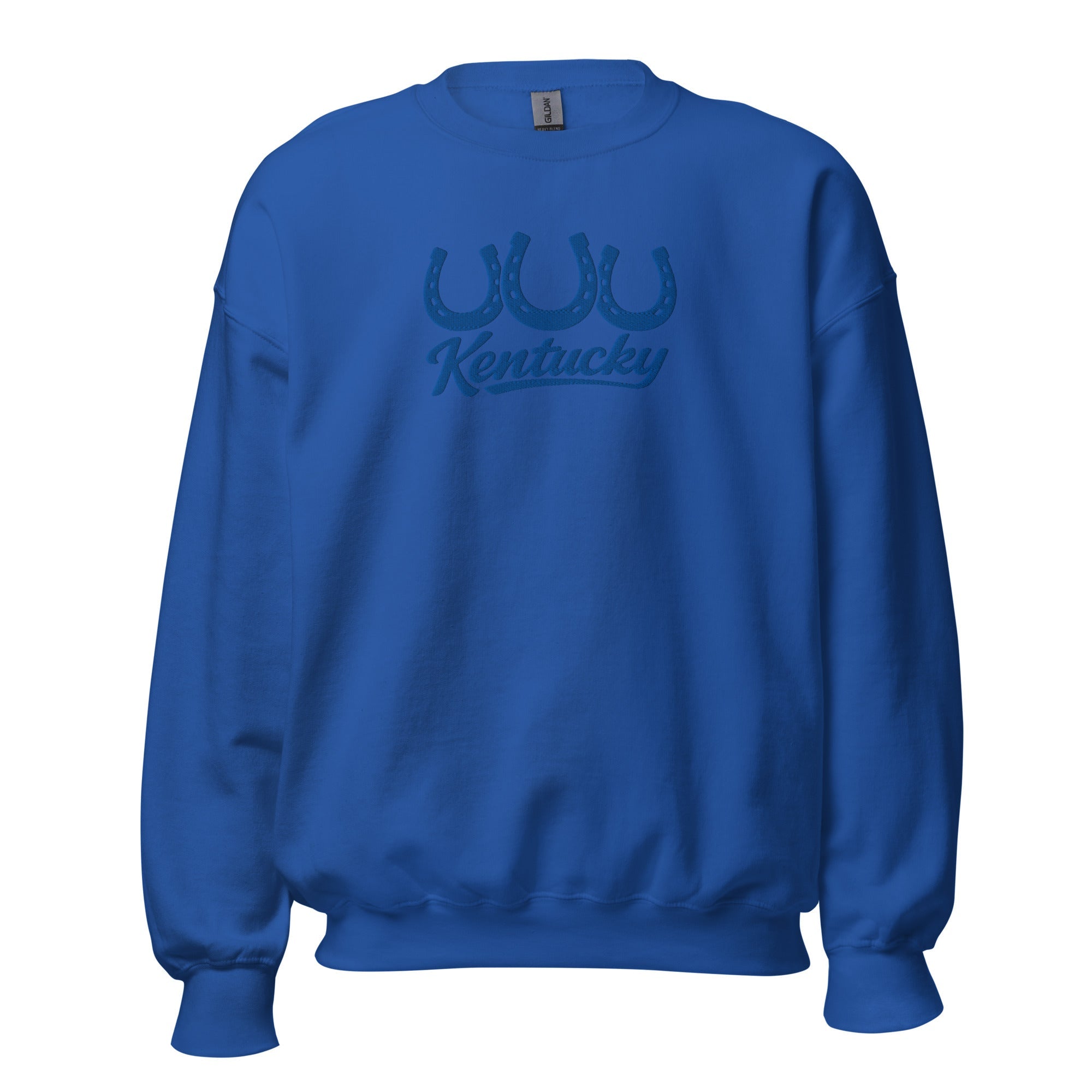 Kentucky Horseshoe Script Sweatshirt | Blue Minimal Heritage Design - Bluegrass Elite Apparel LLC