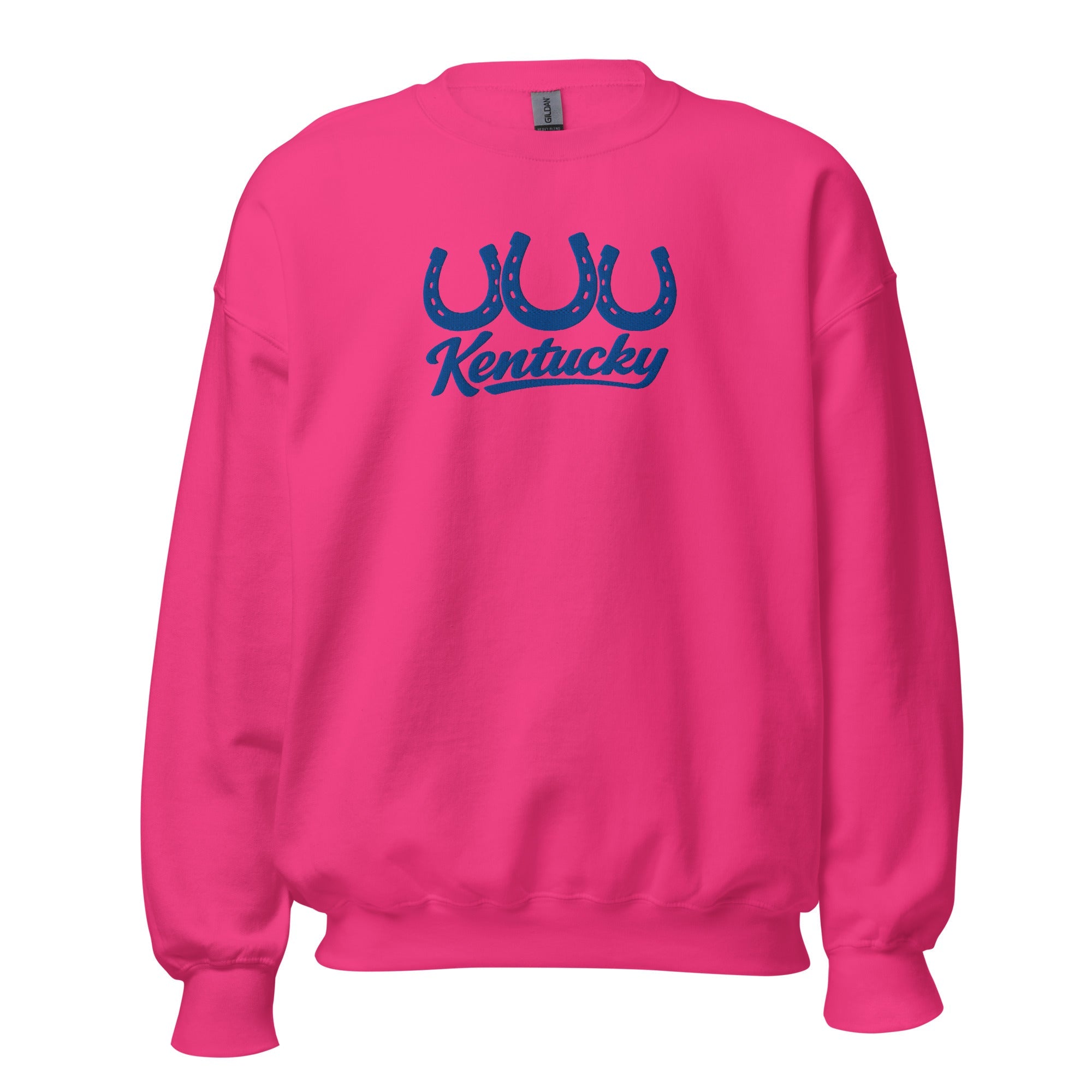 Kentucky Horseshoe Script Sweatshirt | Blue Minimal Heritage Design - Bluegrass Elite Apparel LLC