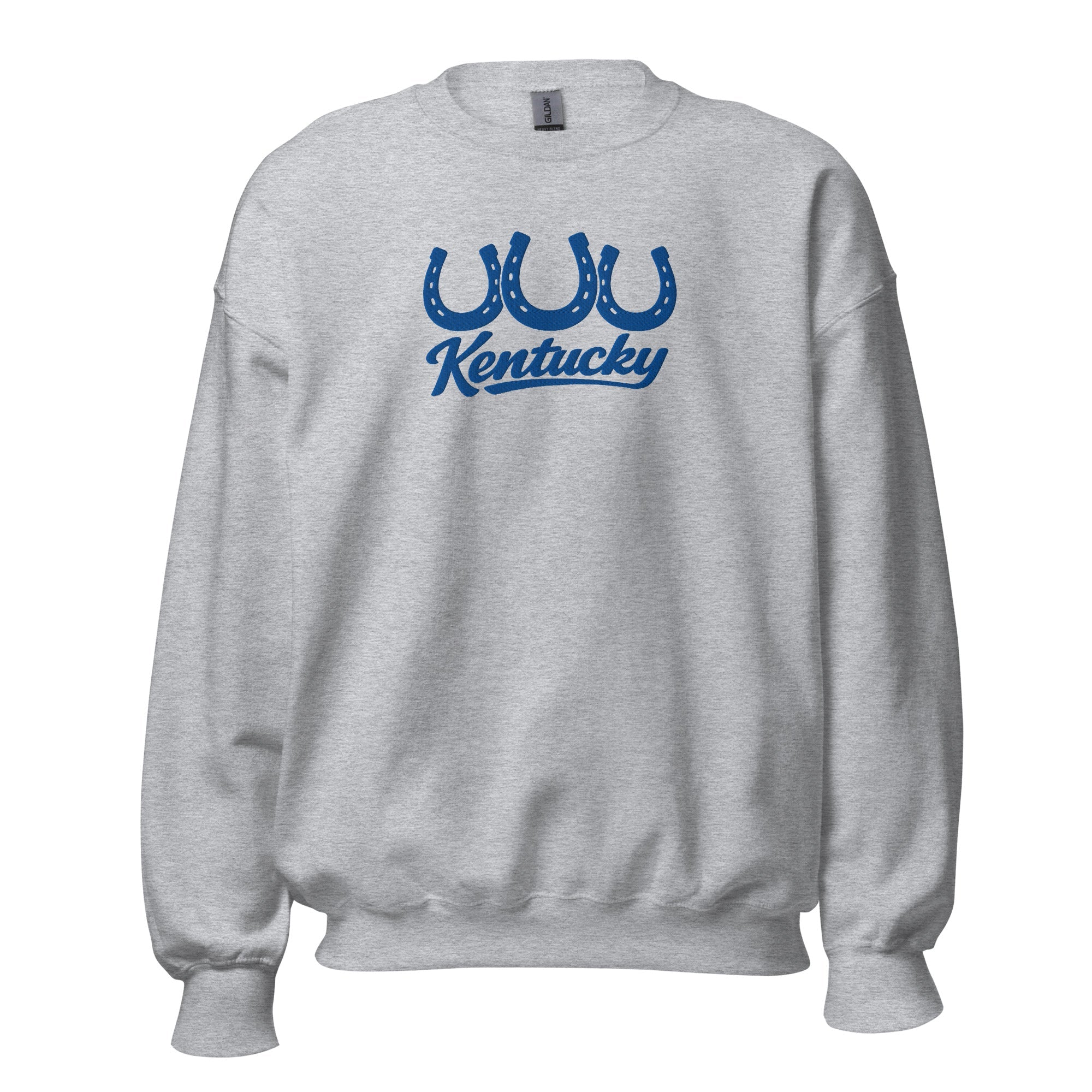 Kentucky Horseshoe Script Sweatshirt | Blue Minimal Heritage Design - Bluegrass Elite Apparel LLC