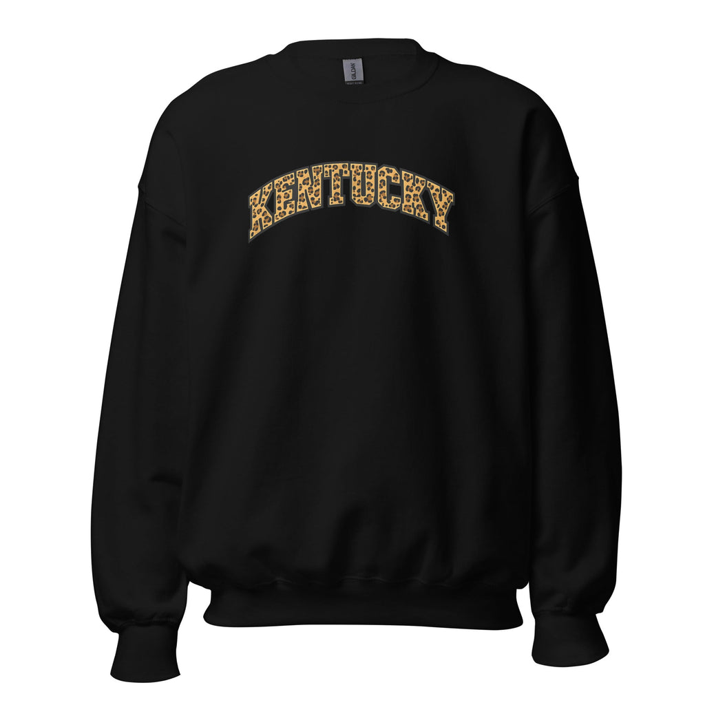 Kentucky Leopard Print Sweatshirt | Bold Arched Design - Bluegrass Elite Apparel LLC