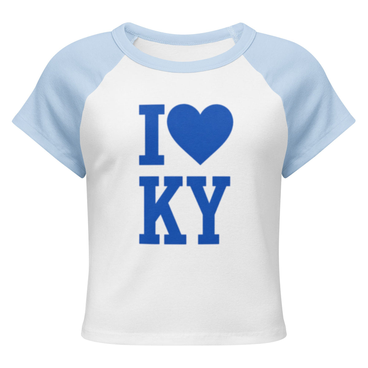 Kentucky Love Script Baby Tee | Blue Graphic Raglan Crop | Classic - Bluegrass Elite Apparel LLC