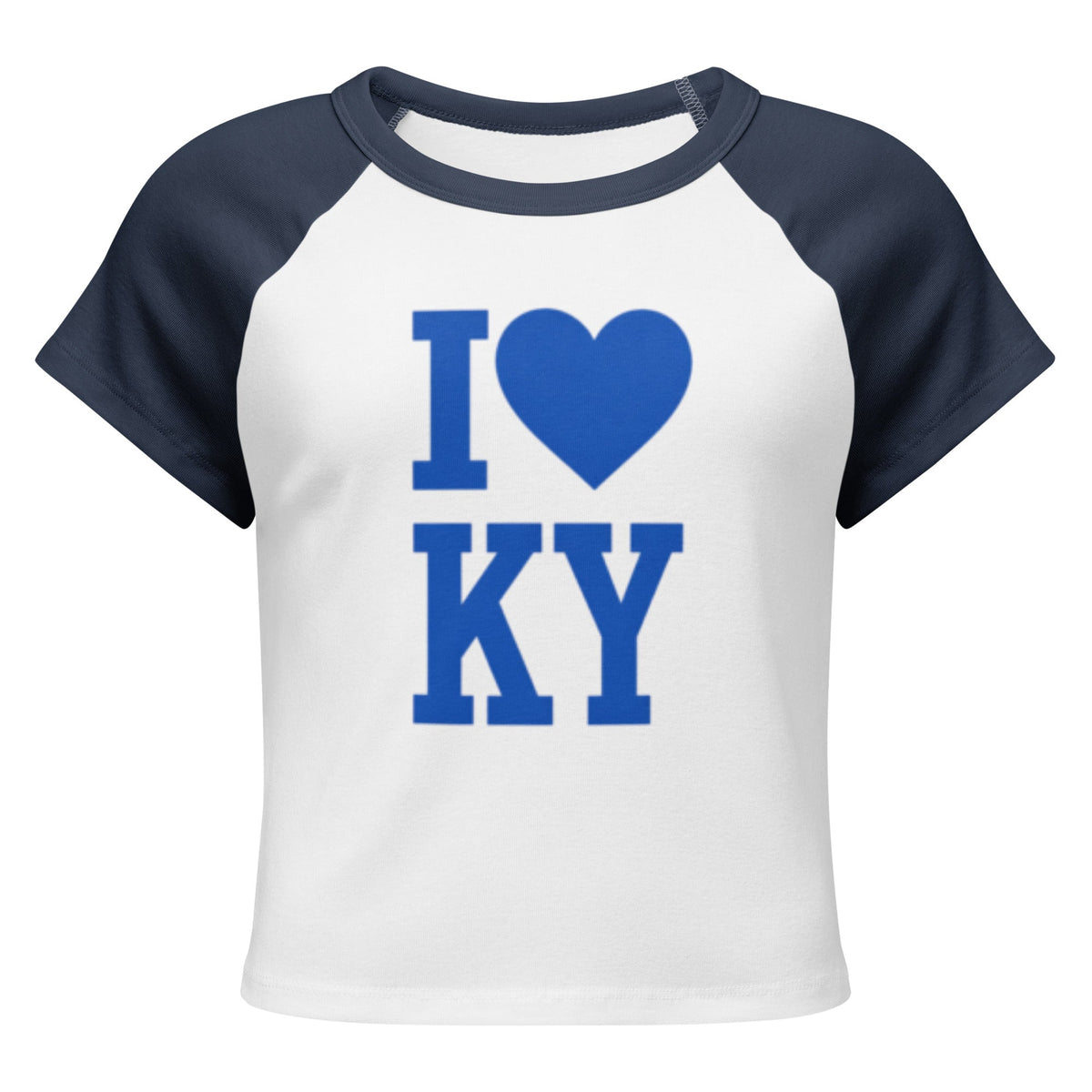Kentucky Love Script Baby Tee | Blue Graphic Raglan Crop | Classic - Bluegrass Elite Apparel LLC