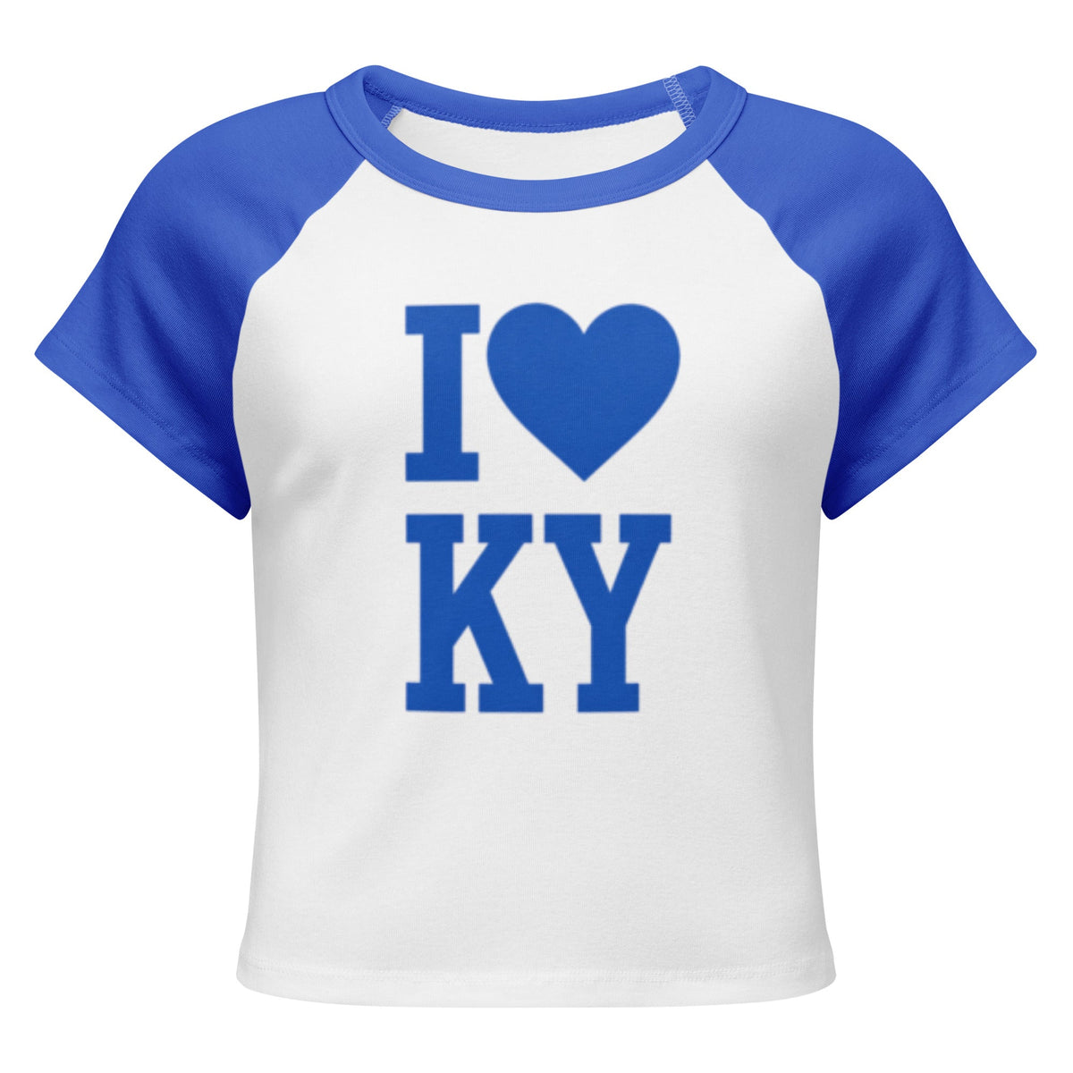 Kentucky Love Script Baby Tee | Blue Graphic Raglan Crop | Classic - Bluegrass Elite Apparel LLC
