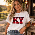 Kentucky Lumberjack Plaid T-Shirt | Red KY Design | Classic Airlume - Bluegrass Elite Apparel LLC