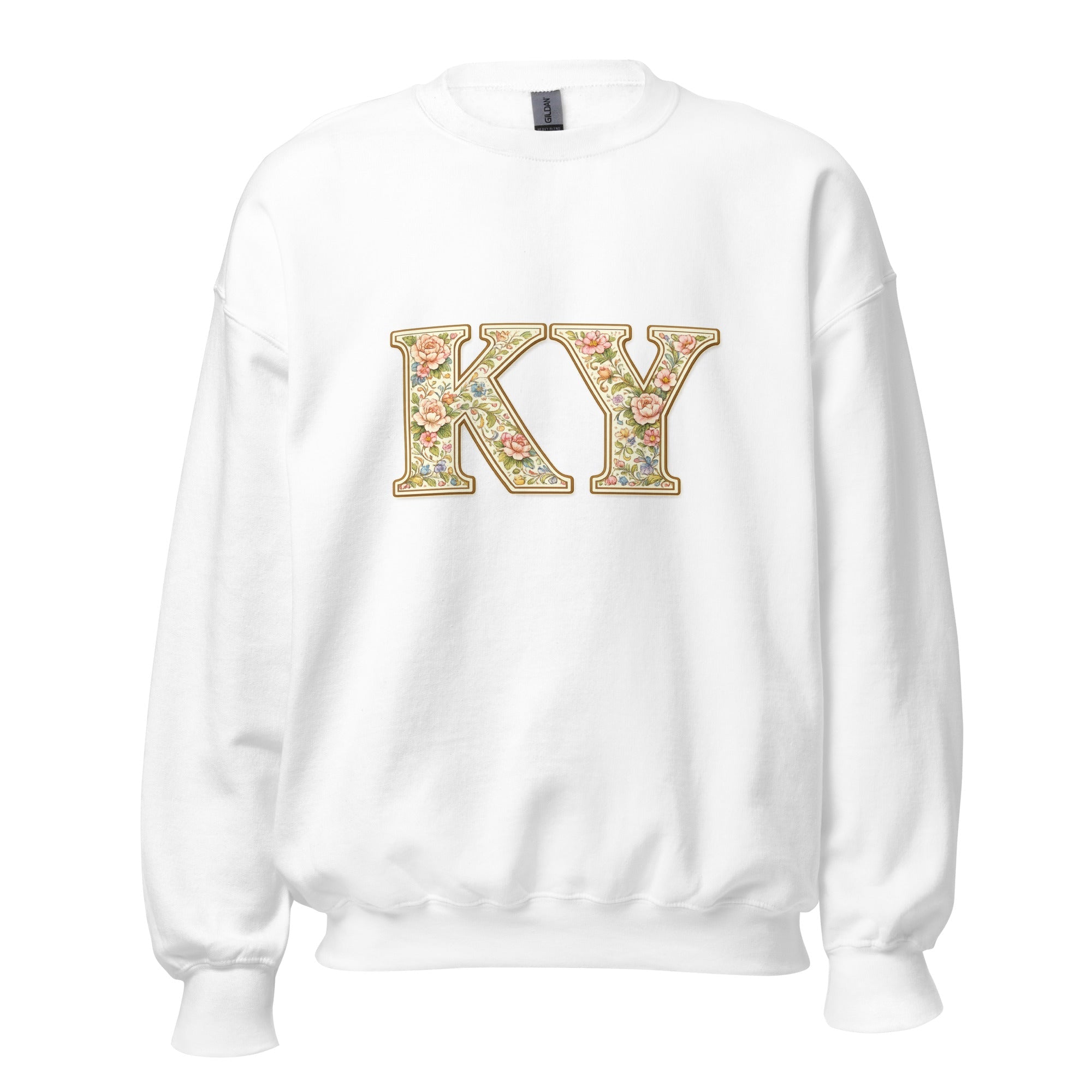 Kentucky Multicolor Floral Letter Sweatshirt | Botanical KY Design | Classic Crewneck - Bluegrass Elite Apparel LLC