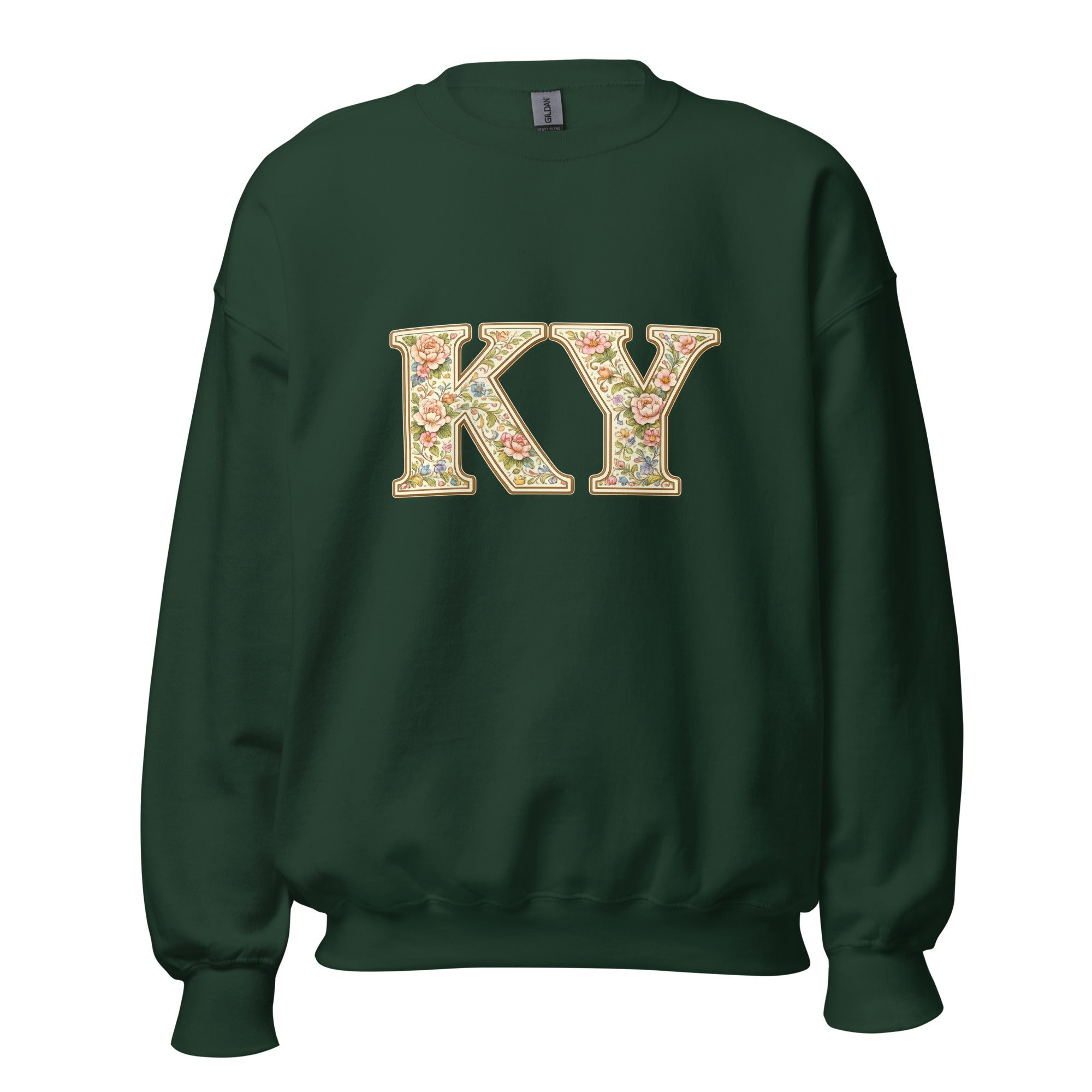 Kentucky Multicolor Floral Letter Sweatshirt | Botanical KY Design | Classic Crewneck - Bluegrass Elite Apparel LLC