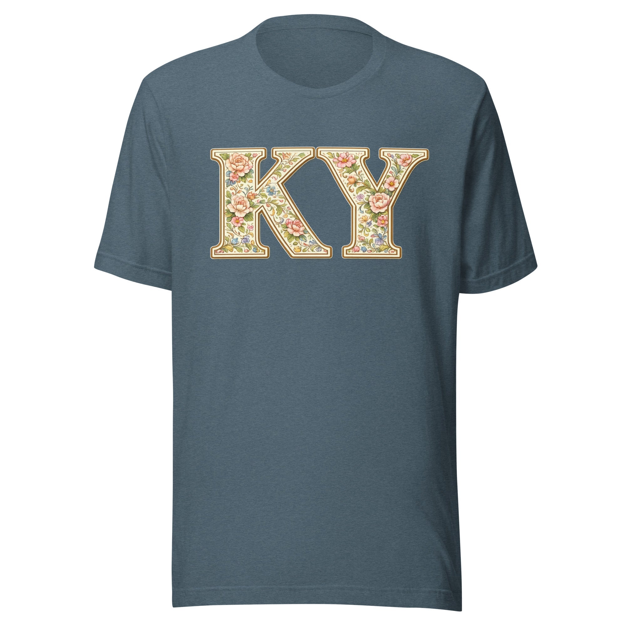 Kentucky Multicolor Floral Letter Tee | Botanical KY Design | Classic - Bluegrass Elite Apparel LLC