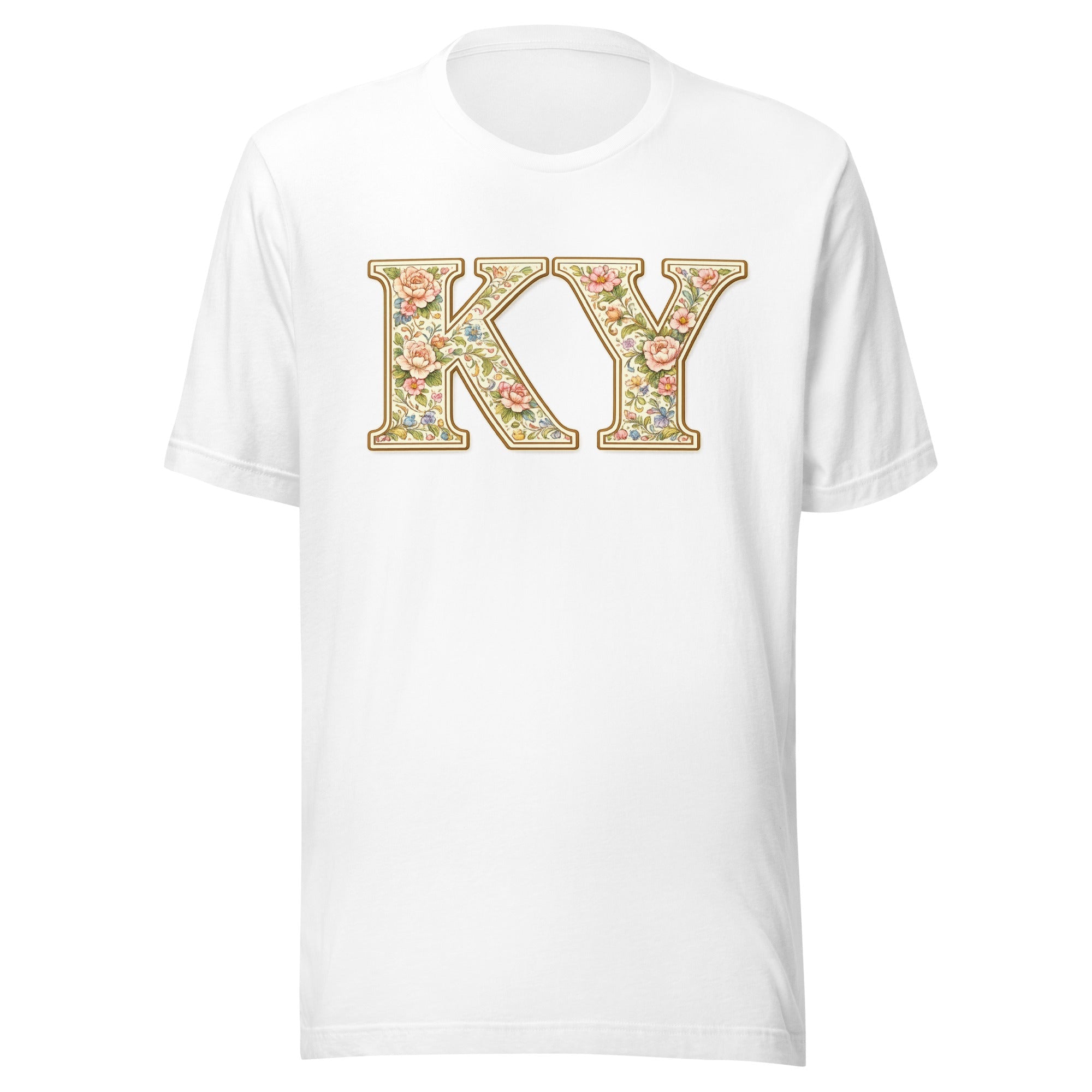 Kentucky Multicolor Floral Letter Tee | Botanical KY Design | Classic - Bluegrass Elite Apparel LLC