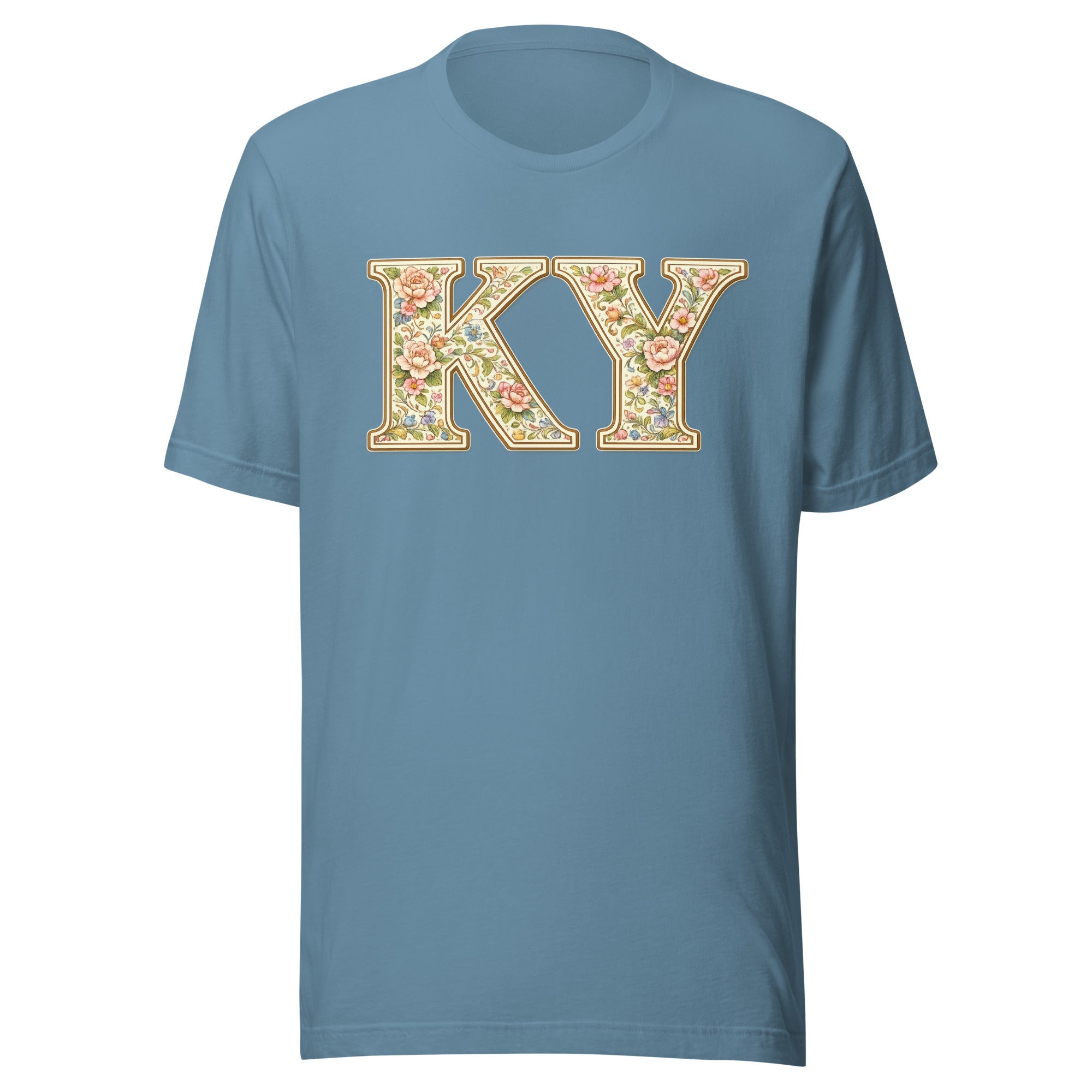 Kentucky Multicolor Floral Letter Tee | Botanical KY Design | Classic - Bluegrass Elite Apparel LLC