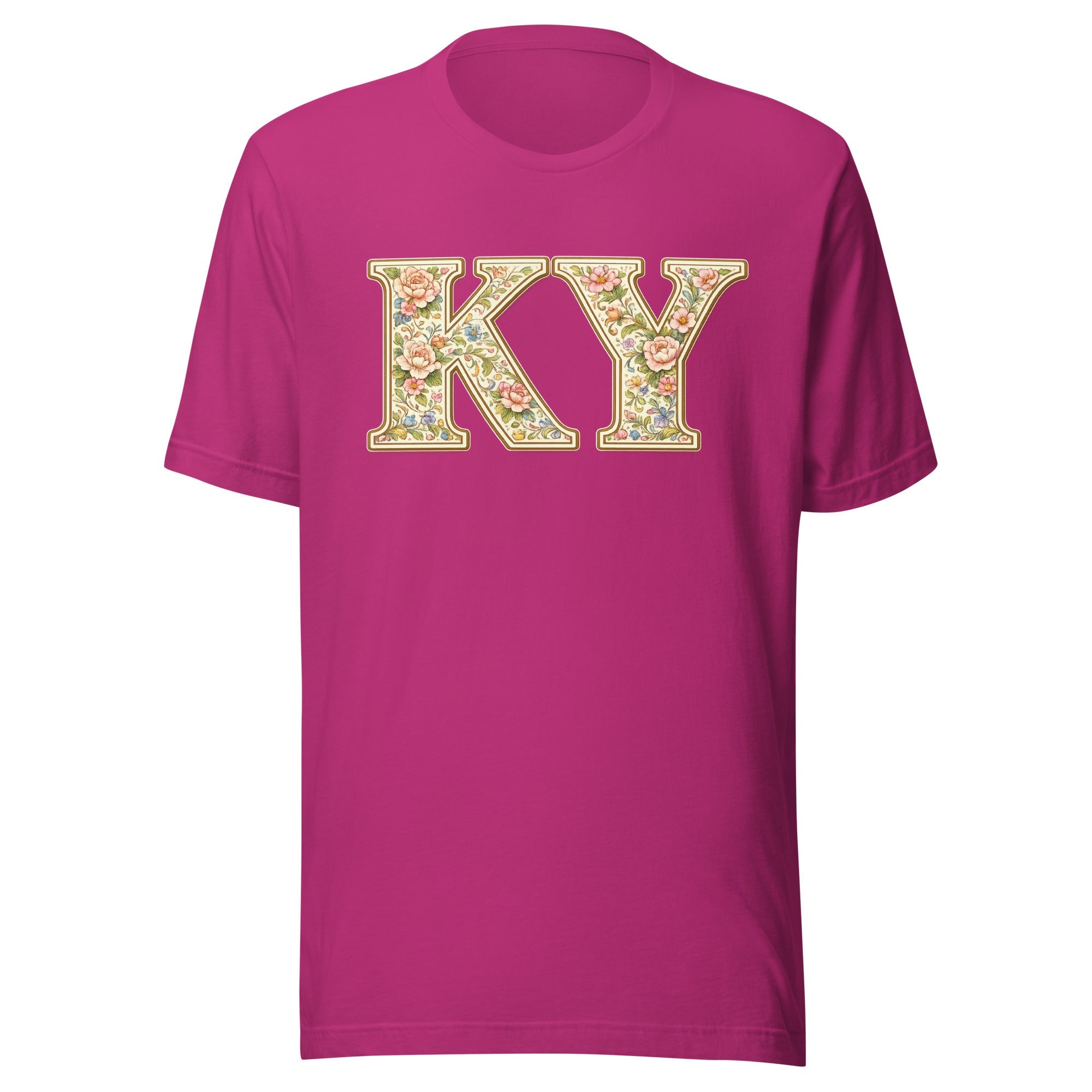 Kentucky Multicolor Floral Letter Tee | Botanical KY Design | Classic - Bluegrass Elite Apparel LLC