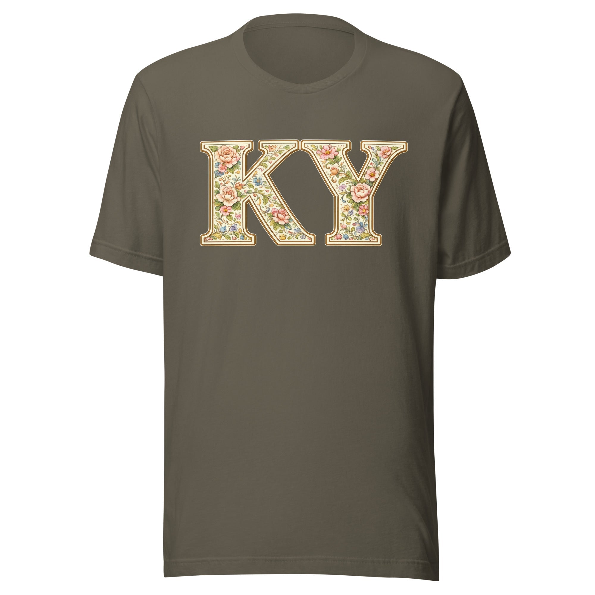 Kentucky Multicolor Floral Letter Tee | Botanical KY Design | Classic - Bluegrass Elite Apparel LLC