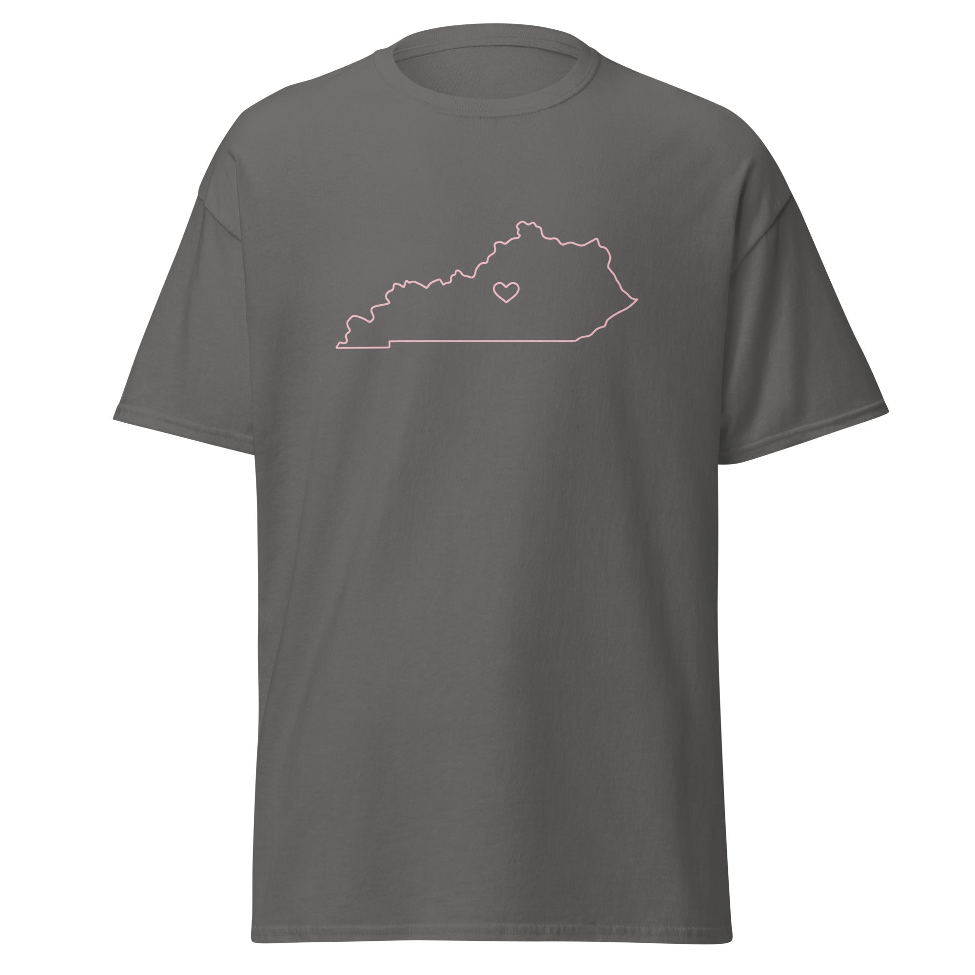 Kentucky Outline Heart T-Shirt | Minimal Pink Design | Basic - Bluegrass Elite Apparel LLC