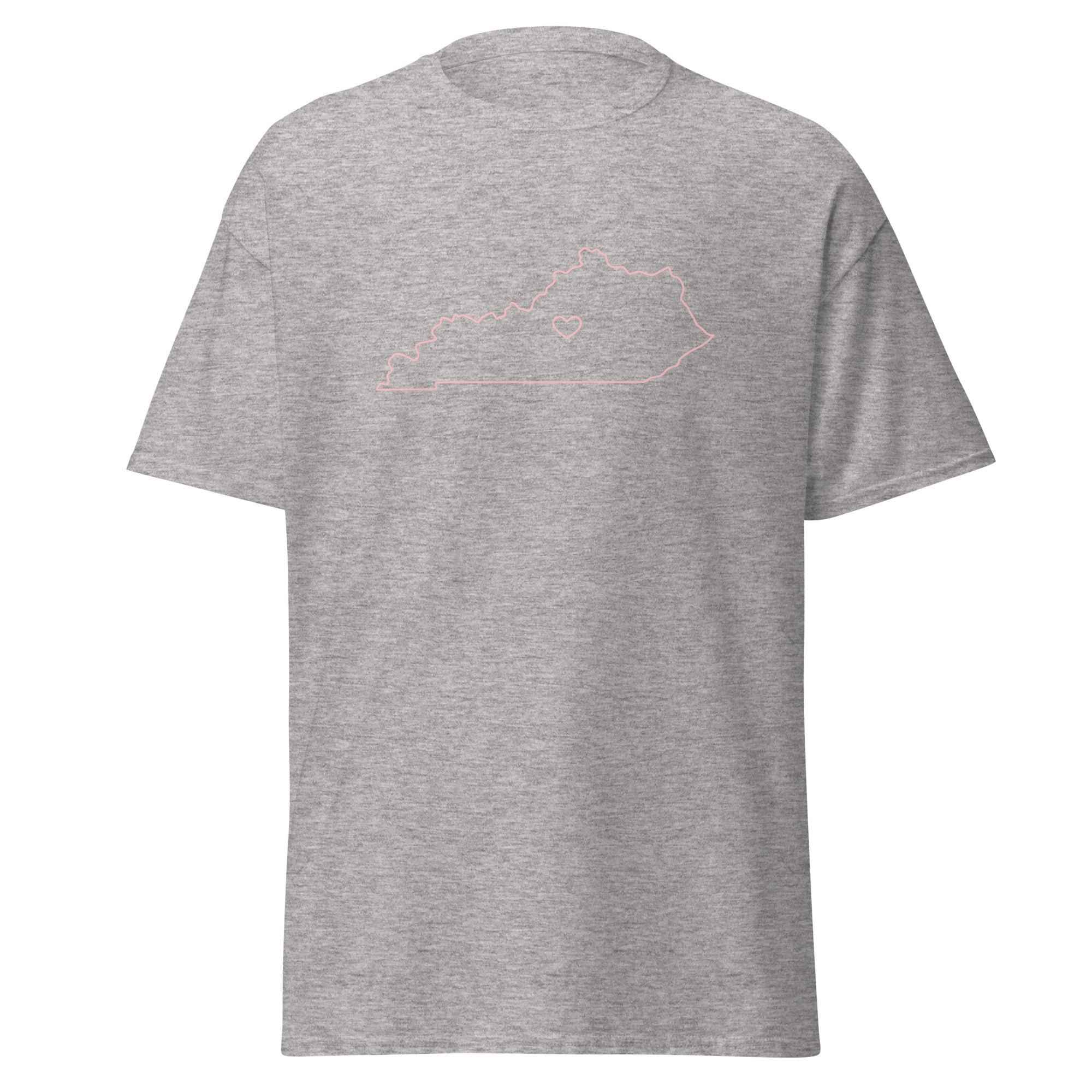 Kentucky Outline Heart T-Shirt | Minimal Pink Design | Basic - Bluegrass Elite Apparel LLC