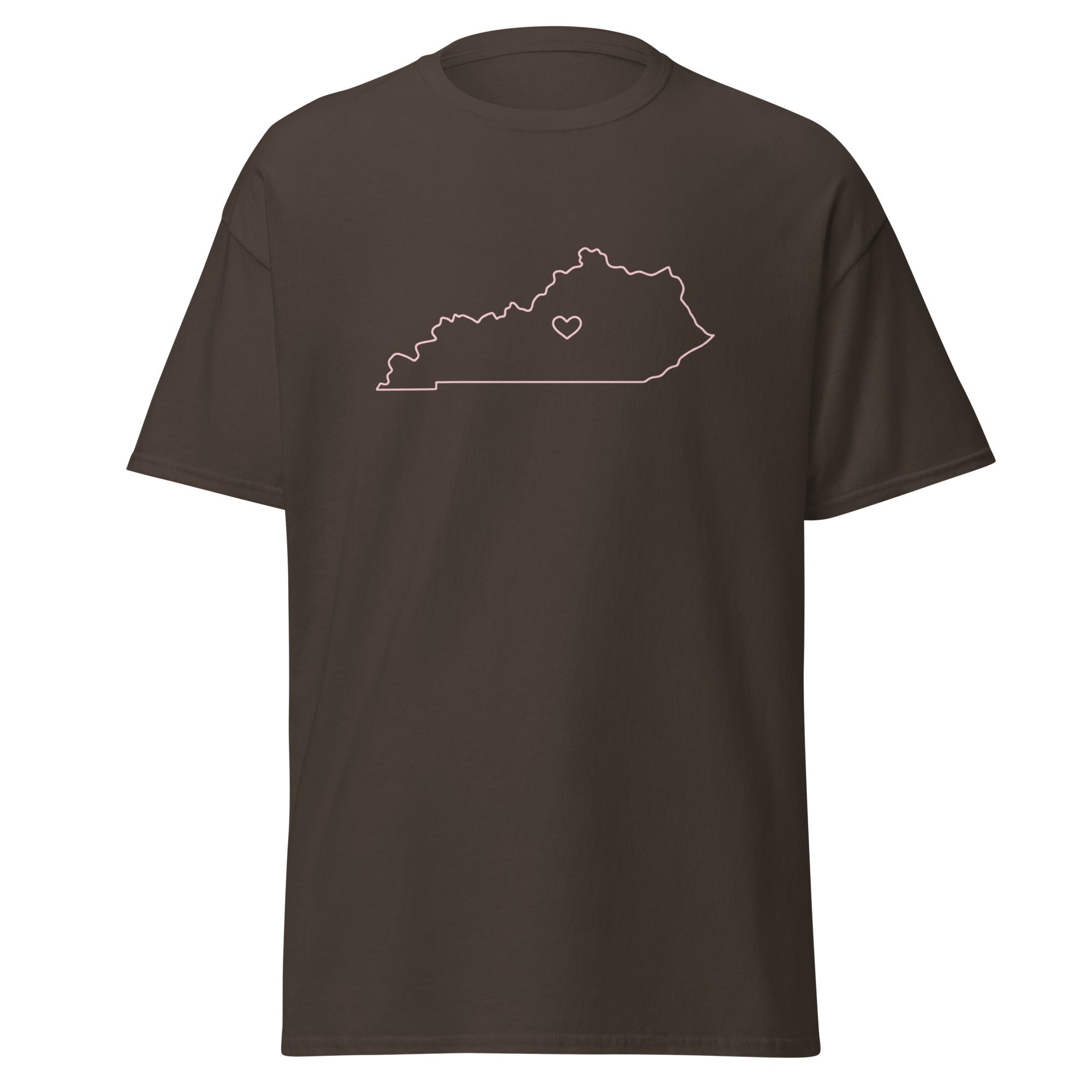 Kentucky Outline Heart T-Shirt | Minimal Pink Design | Basic - Bluegrass Elite Apparel LLC