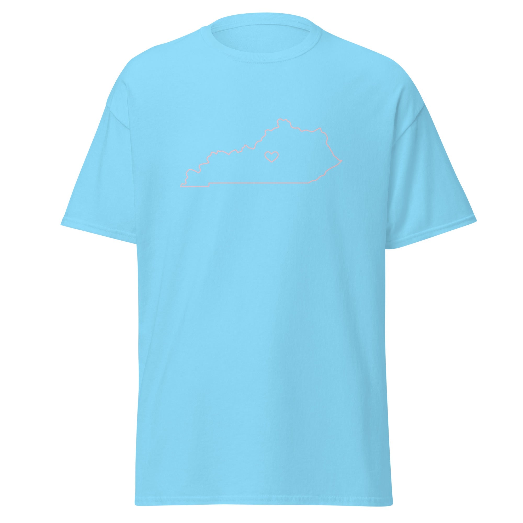 Kentucky Outline Heart T-Shirt | Minimal Pink Design | Basic - Bluegrass Elite Apparel LLC