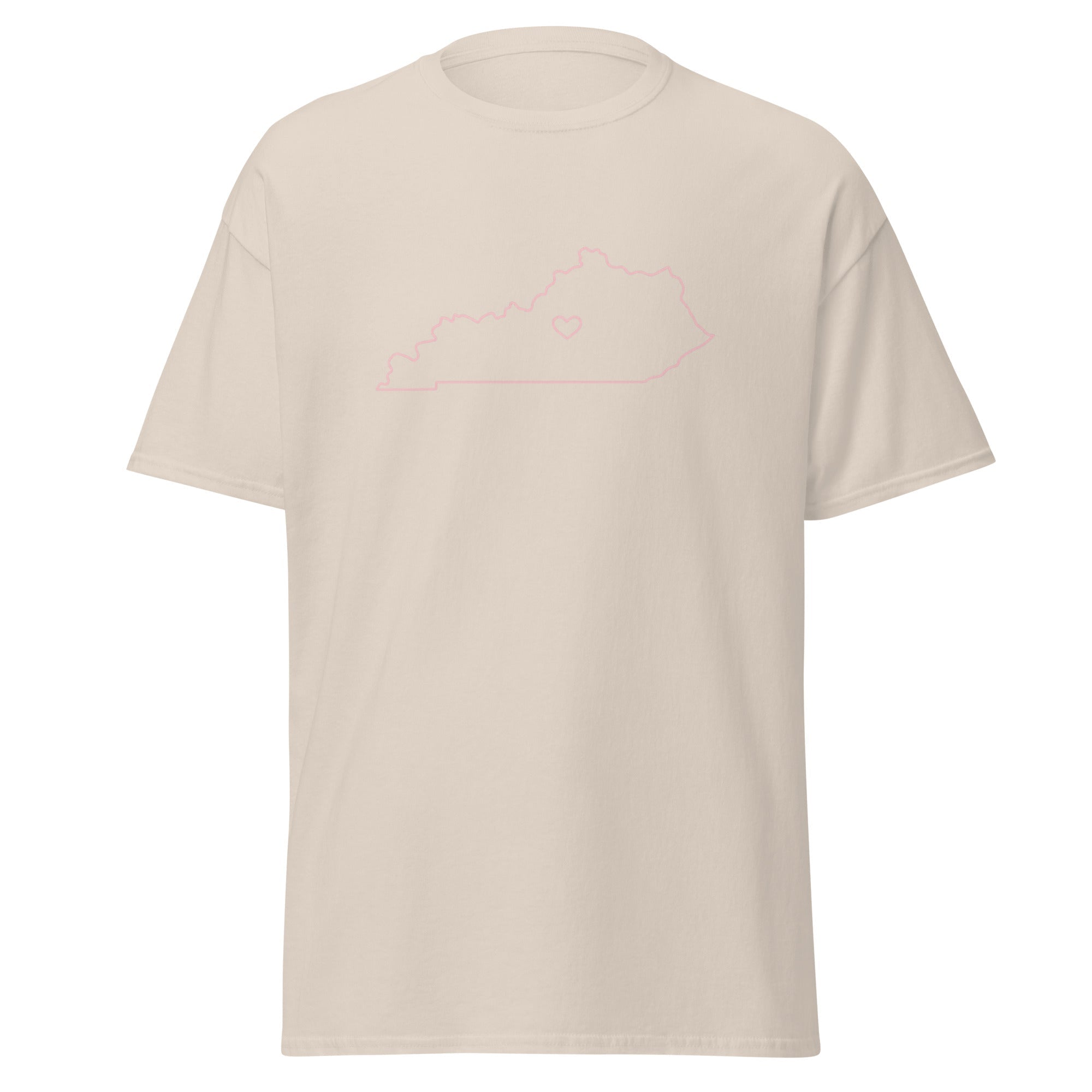 Kentucky Outline Heart T-Shirt | Minimal Pink Design | Basic - Bluegrass Elite Apparel LLC