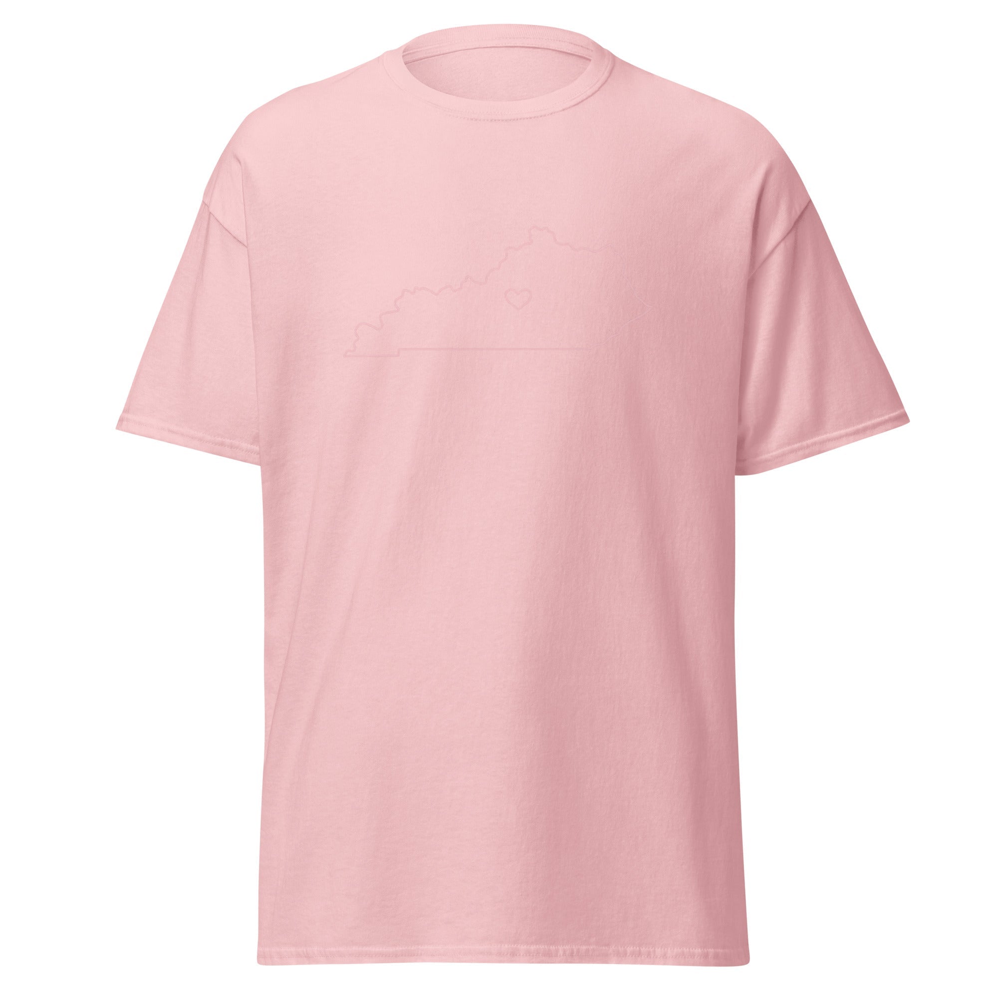 Kentucky Outline Heart T-Shirt | Minimal Pink Design | Basic - Bluegrass Elite Apparel LLC