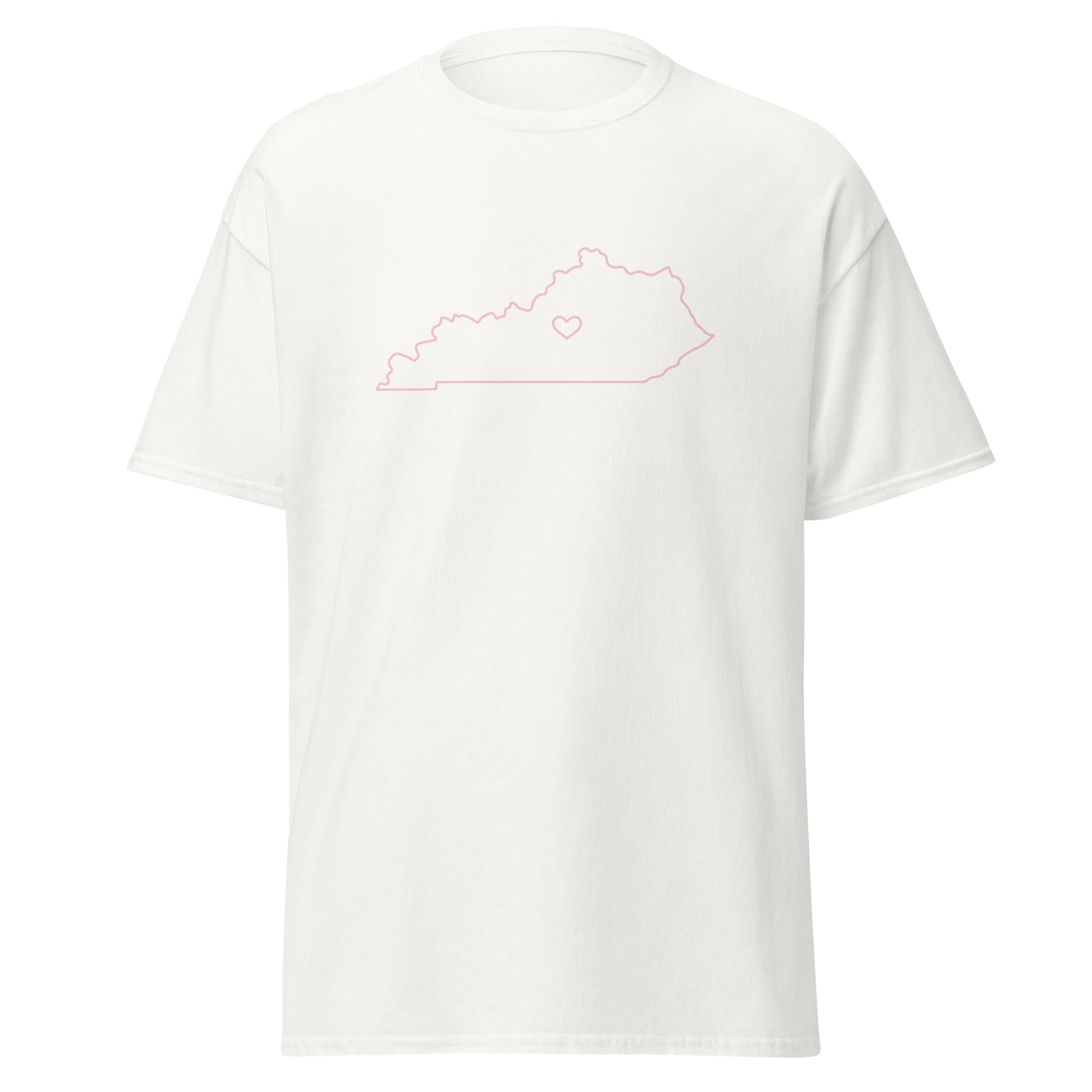 Kentucky Outline Heart T-Shirt | Minimal Pink Design | Basic - Bluegrass Elite Apparel LLC