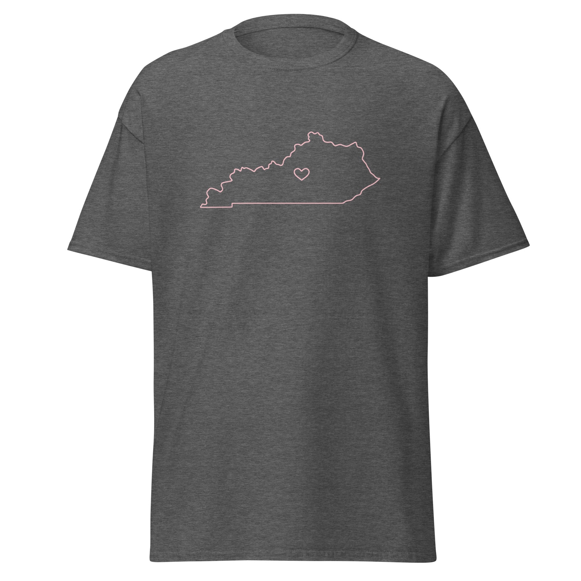 Kentucky Outline Heart T-Shirt | Minimal Pink Design | Basic - Bluegrass Elite Apparel LLC