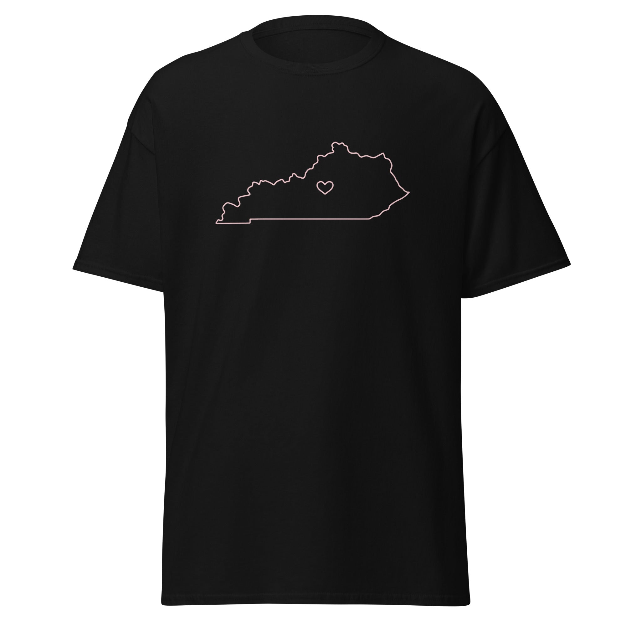 Kentucky Outline Heart T-Shirt | Minimal Pink Design | Basic - Bluegrass Elite Apparel LLC