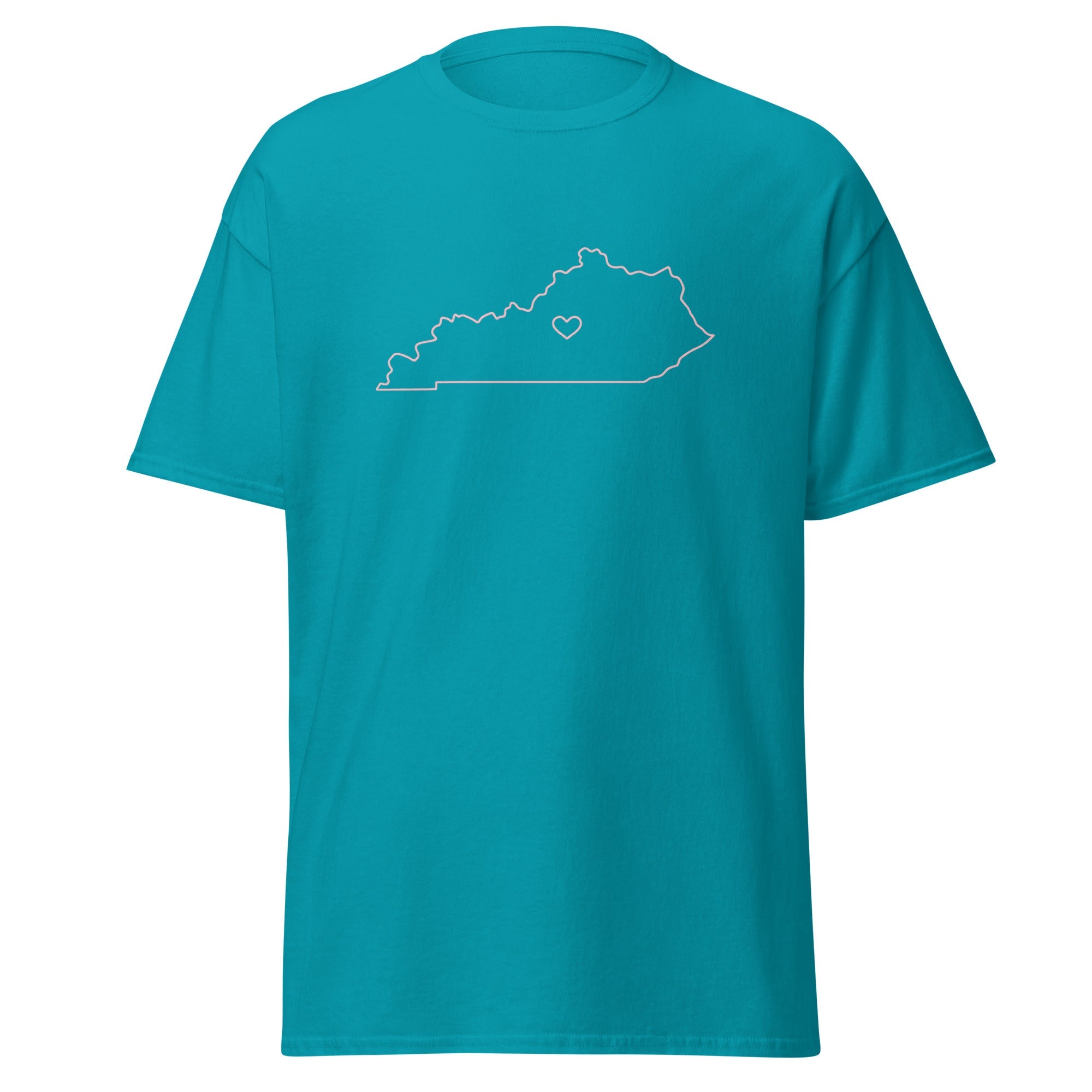 Kentucky Outline Heart T-Shirt | Minimal Pink Design | Basic - Bluegrass Elite Apparel LLC