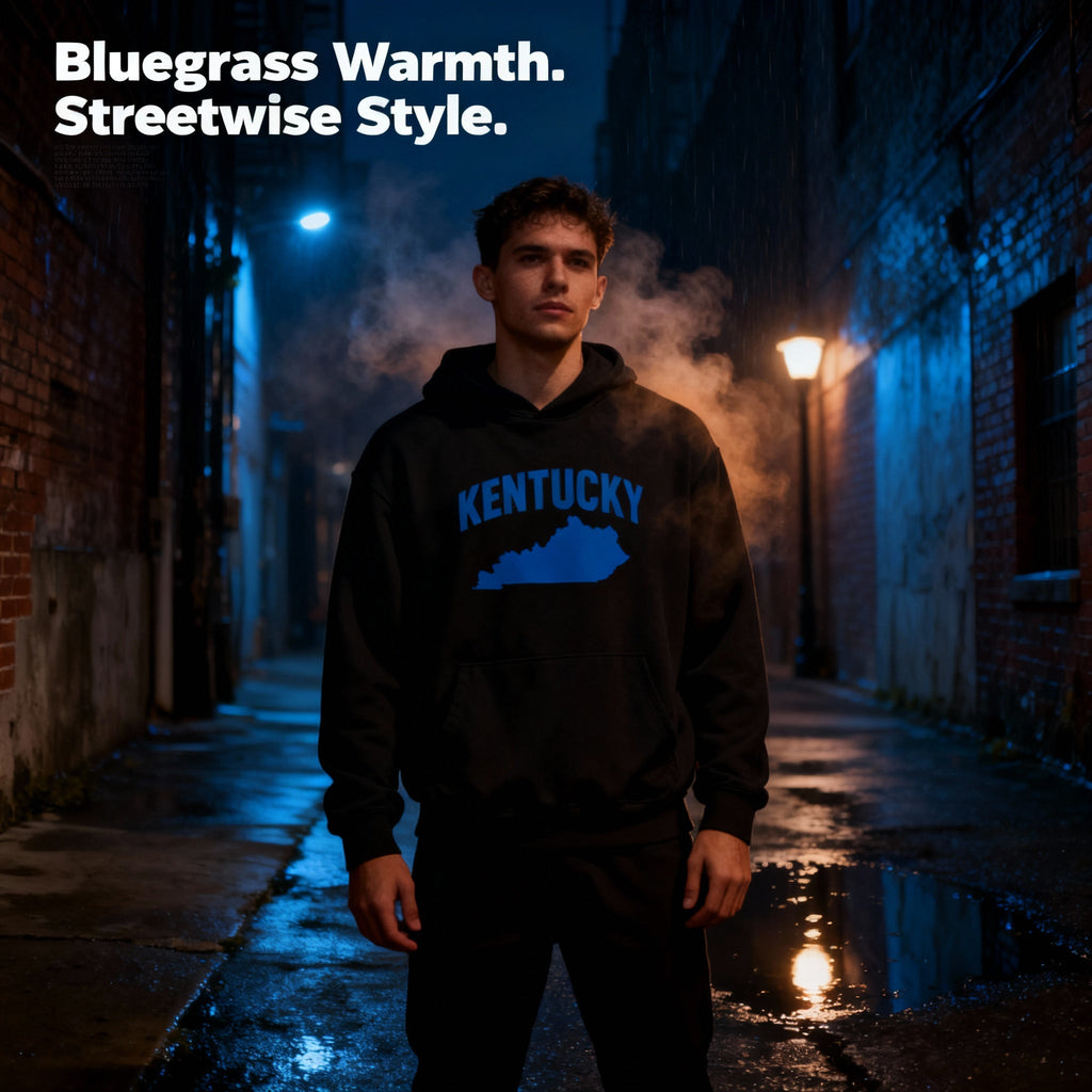 Kentucky Outline Oversized Hoodie – Bluegrass Streetwear | Heavyweight Fleece - Bluegrass Elite Apparel LLC