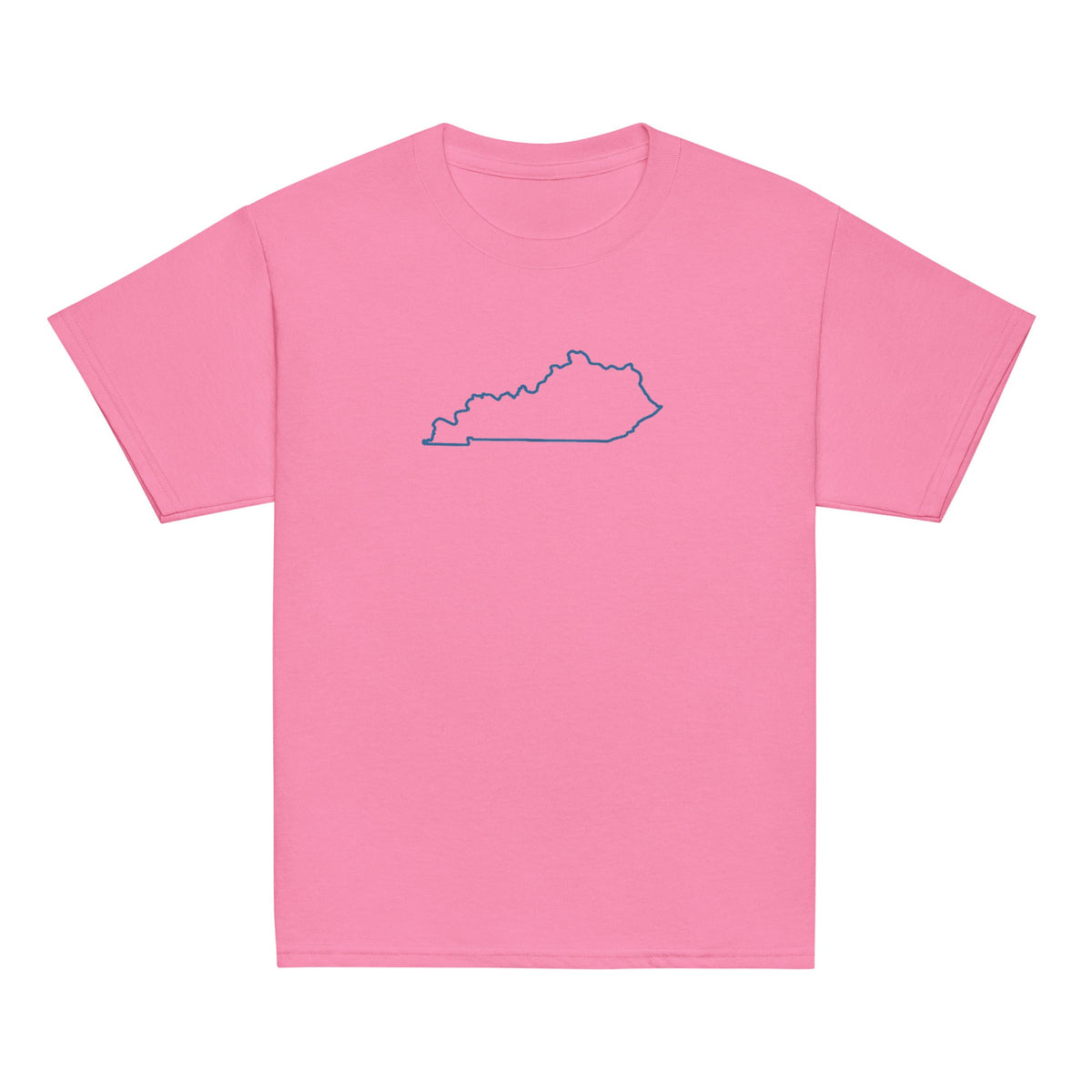 Kentucky Outline Youth Tee | Minimal Blue Line Art - Bluegrass Elite Apparel LLC