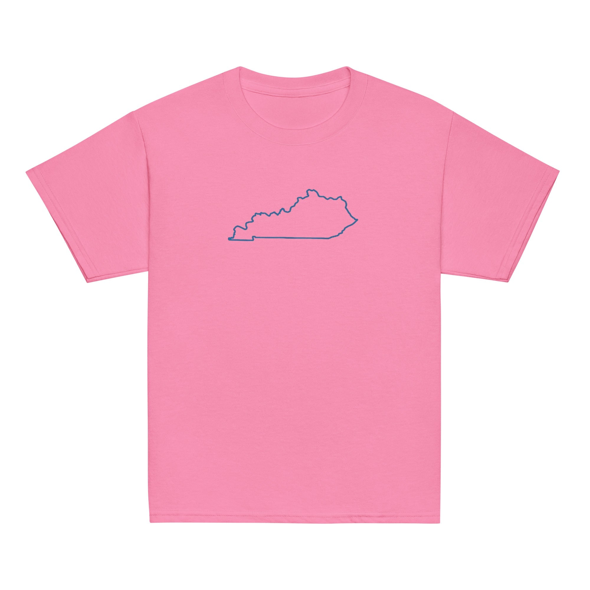 Kentucky Outline Youth Tee | Minimal Blue Line Art - Bluegrass Elite Apparel LLC