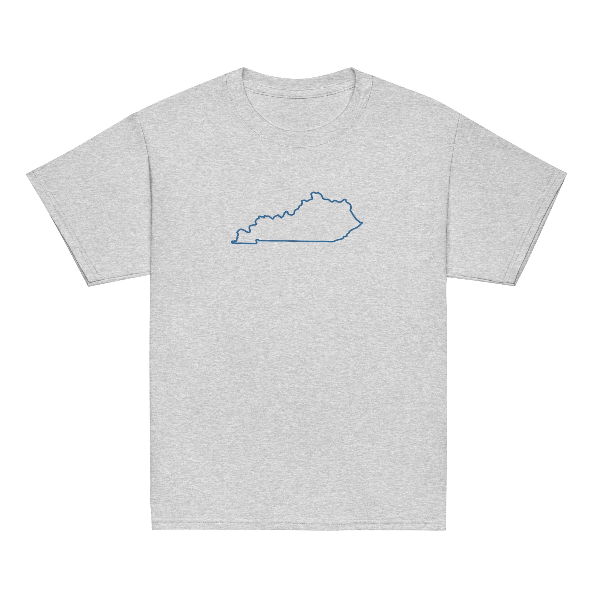 Kentucky Outline Youth Tee | Minimal Blue Line Art - Bluegrass Elite Apparel LLC