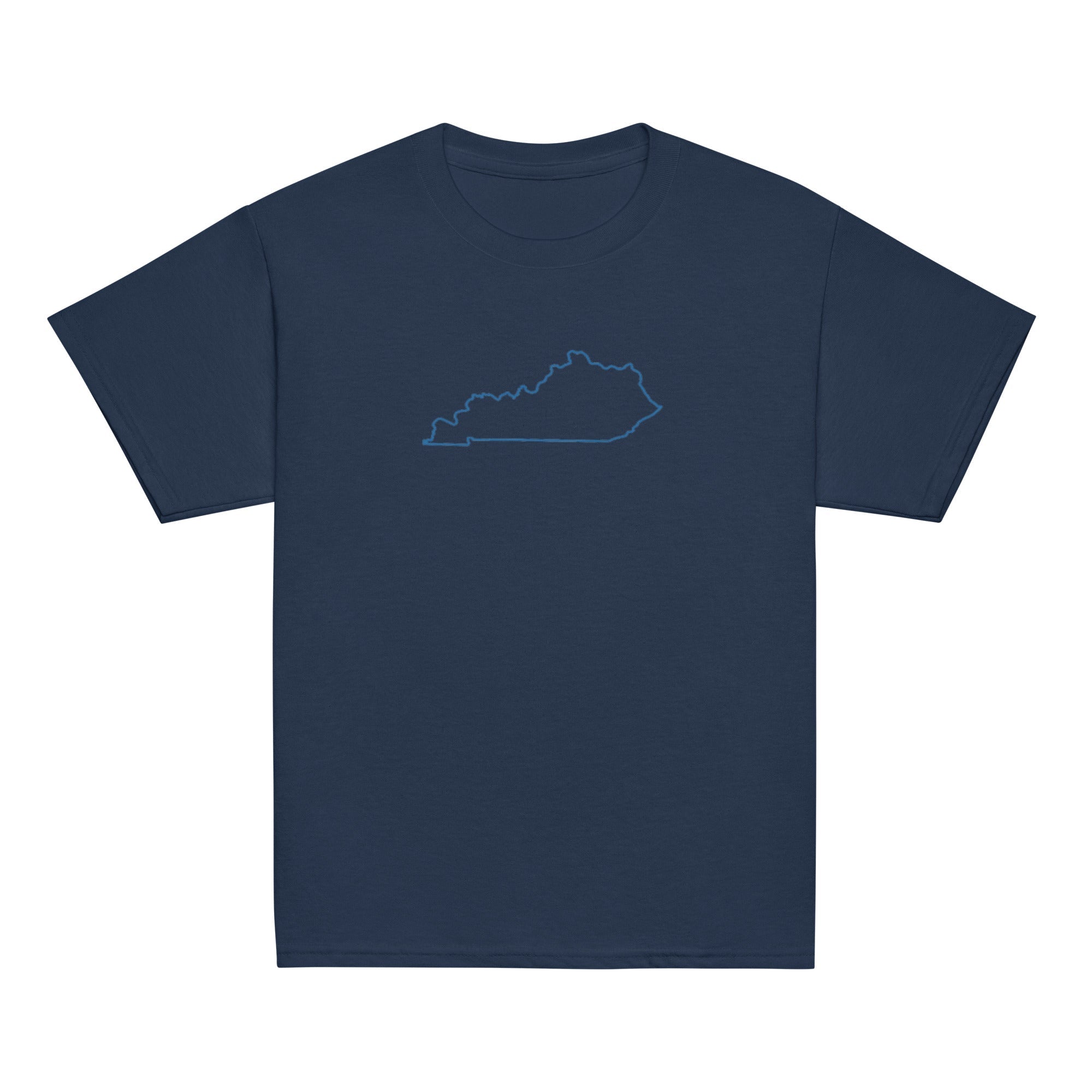 Kentucky Outline Youth Tee | Minimal Blue Line Art - Bluegrass Elite Apparel LLC