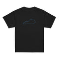 Kentucky Outline Youth Tee | Minimal Blue Line Art - Bluegrass Elite Apparel LLC