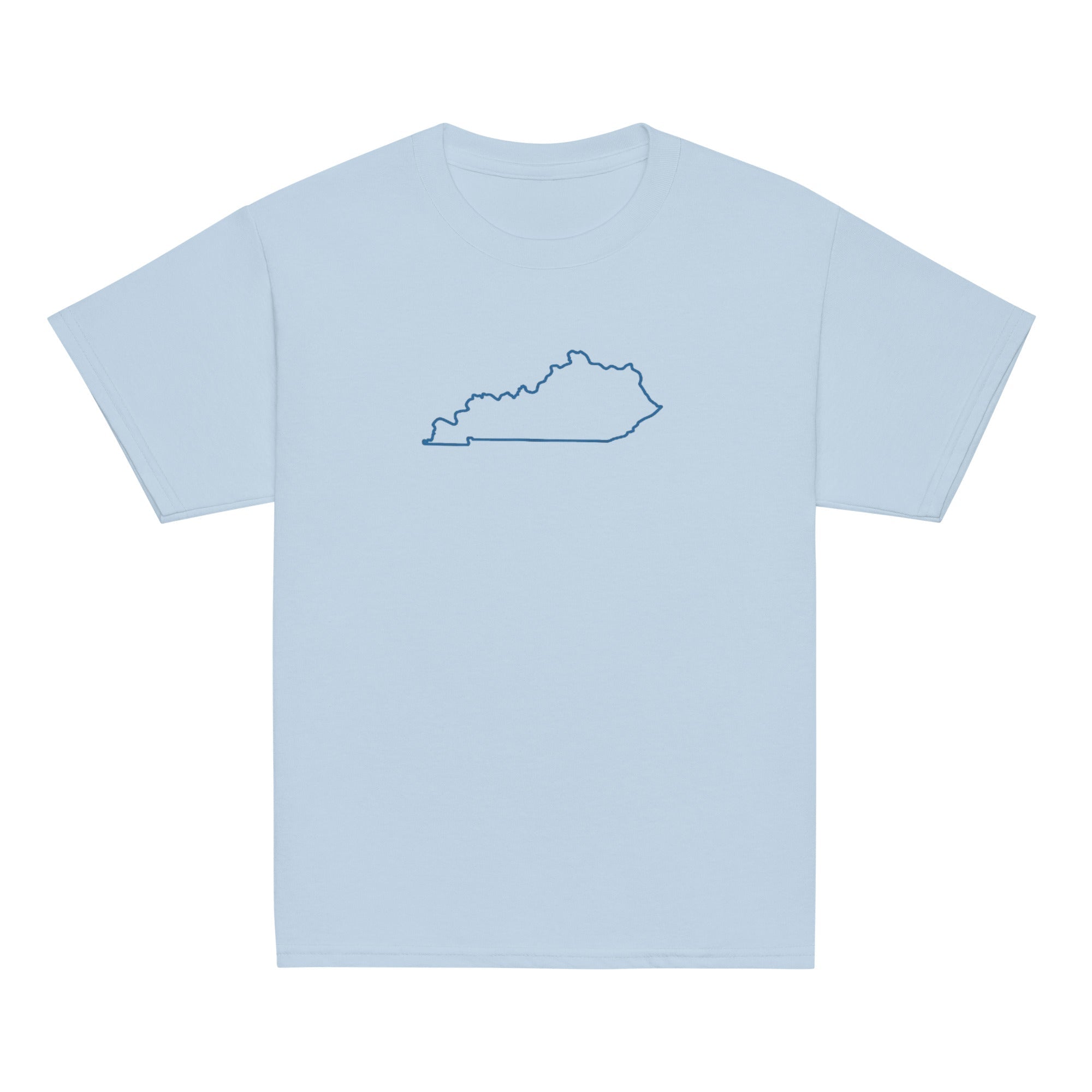 Kentucky Outline Youth Tee | Minimal Blue Line Art - Bluegrass Elite Apparel LLC