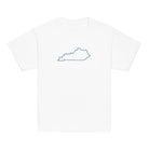 Kentucky Outline Youth Tee | Minimal Blue Line Art - Bluegrass Elite Apparel LLC