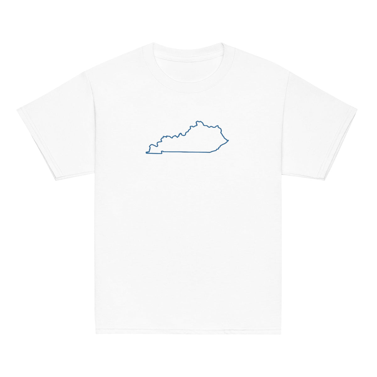 Kentucky Outline Youth Tee | Minimal Blue Line Art - Bluegrass Elite Apparel LLC