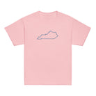 Kentucky Outline Youth Tee | Minimal Blue Line Art - Bluegrass Elite Apparel LLC