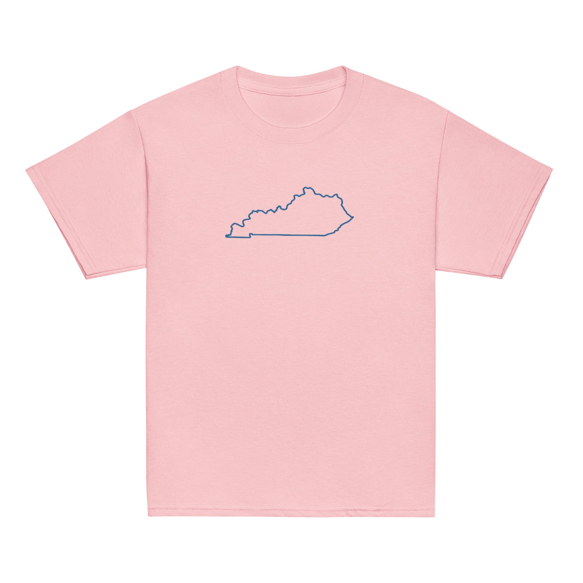 Kentucky Outline Youth Tee | Minimal Blue Line Art - Bluegrass Elite Apparel LLC