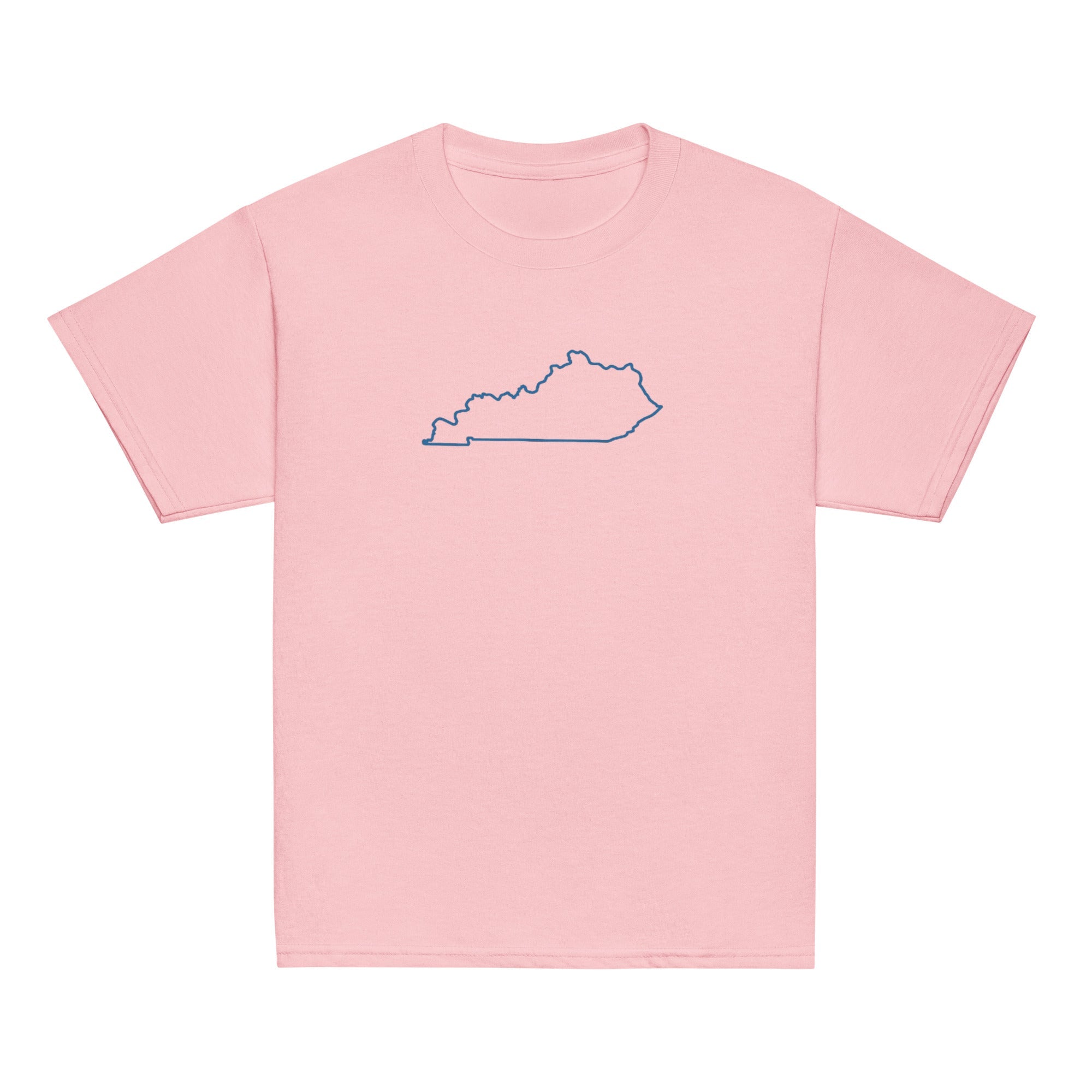 Kentucky Outline Youth Tee | Minimal Blue Line Art - Bluegrass Elite Apparel LLC