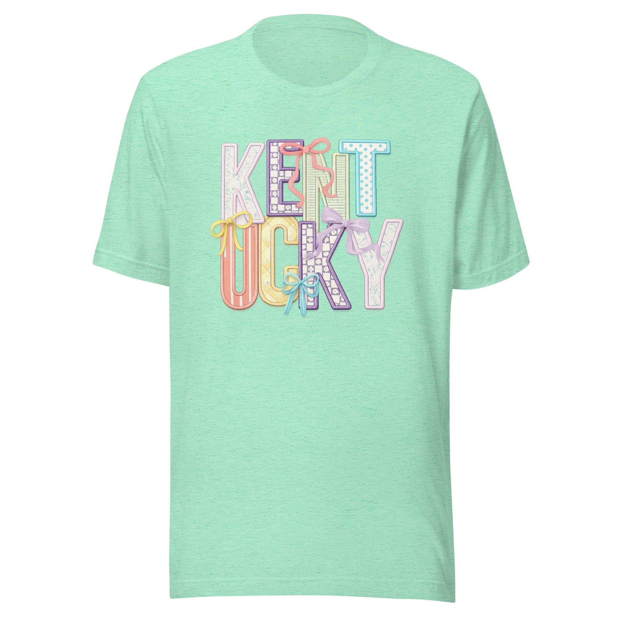 Kentucky Pastel Bow Script Tee | Patchwork Coquette Design | Classic - Bluegrass Elite Apparel LLC