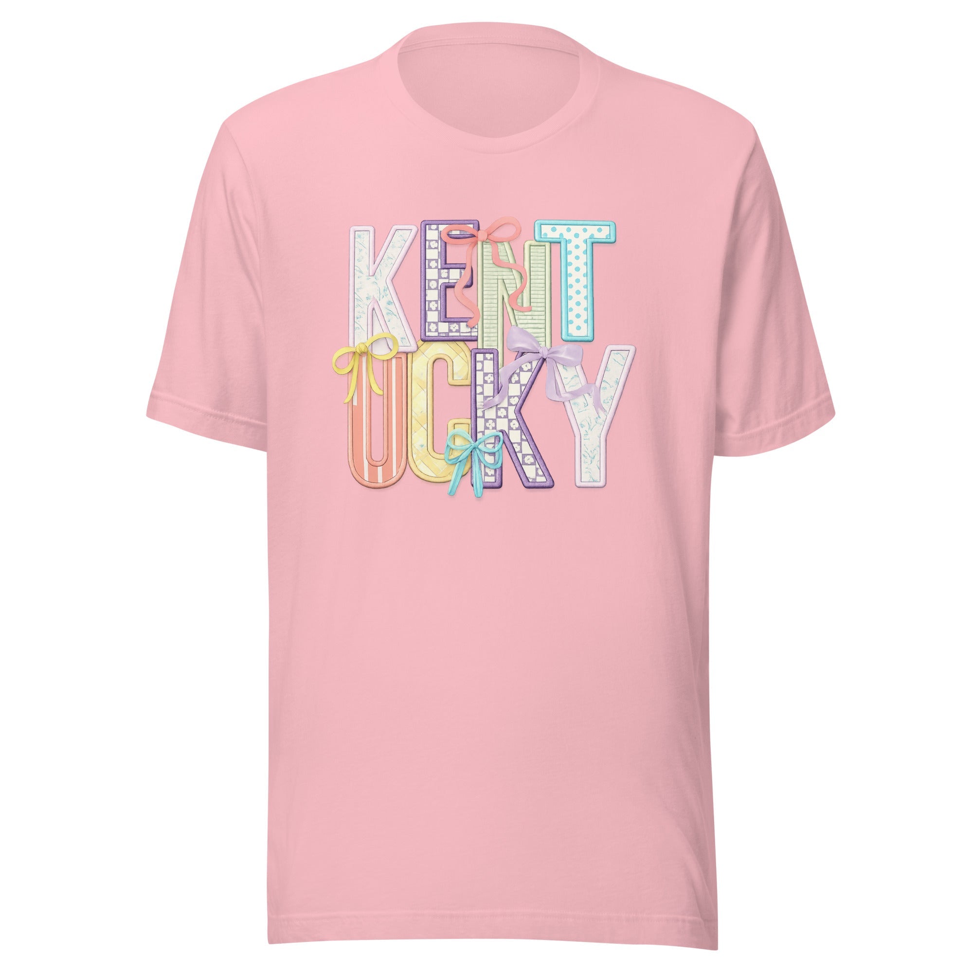 Kentucky Pastel Bow Script Tee | Patchwork Coquette Design | Classic - Bluegrass Elite Apparel LLC